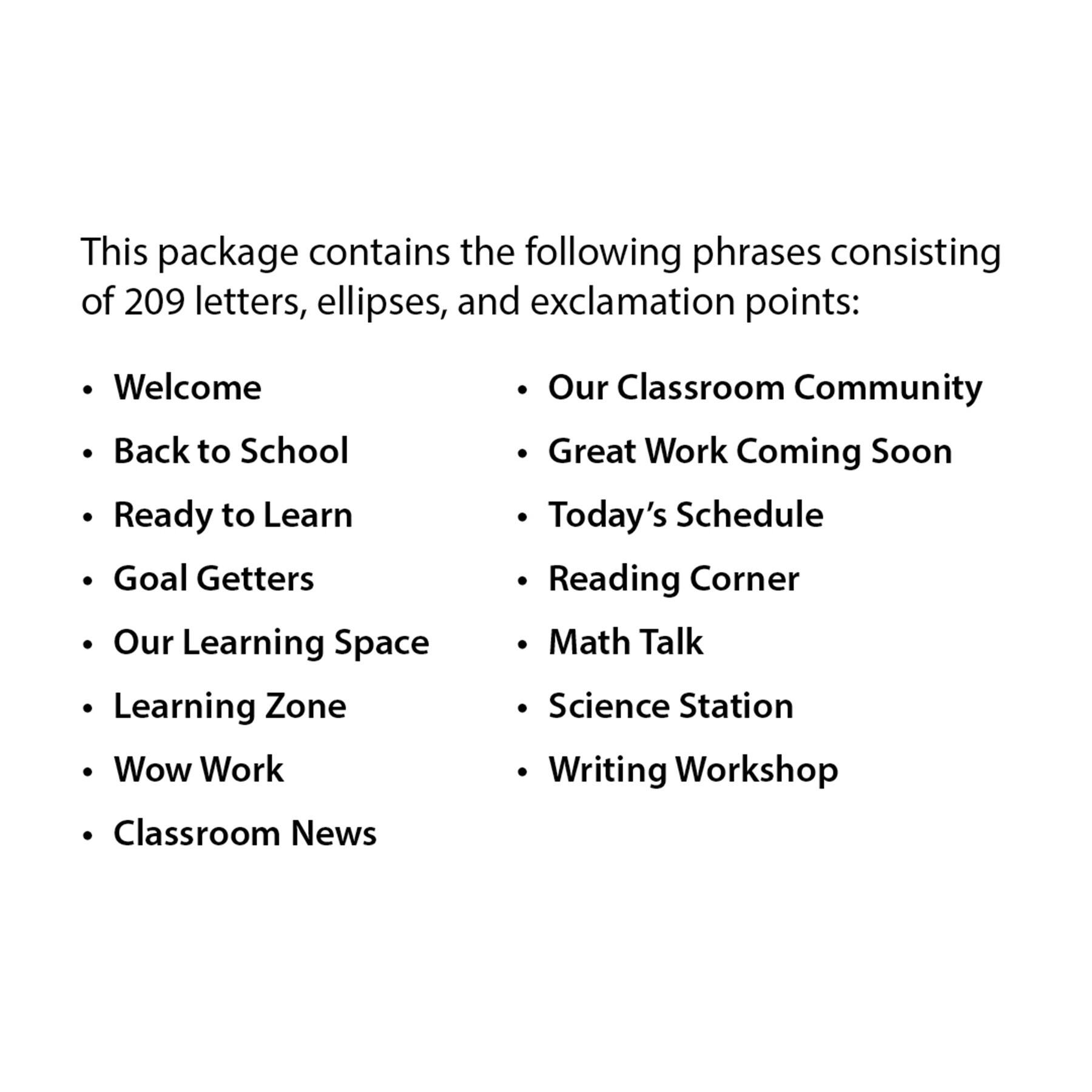 Creative Teaching Press® Core Décor School Time 4" tall, Punch-Out Phrases, 15 Phrases