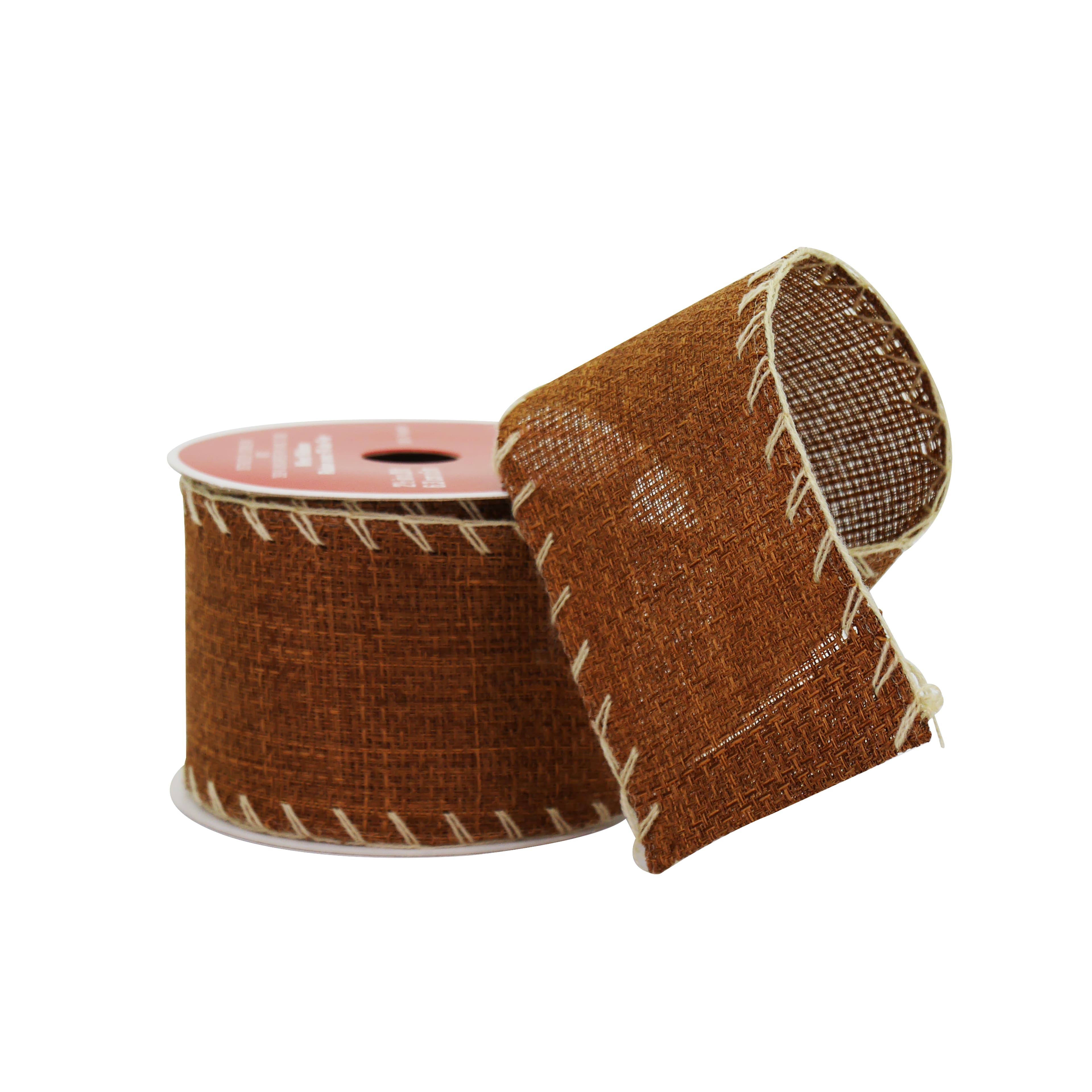 2.5&#x22; x 20ft. Brown Whip Stitched Wired Ribbon by Celebrate It&#xAE;