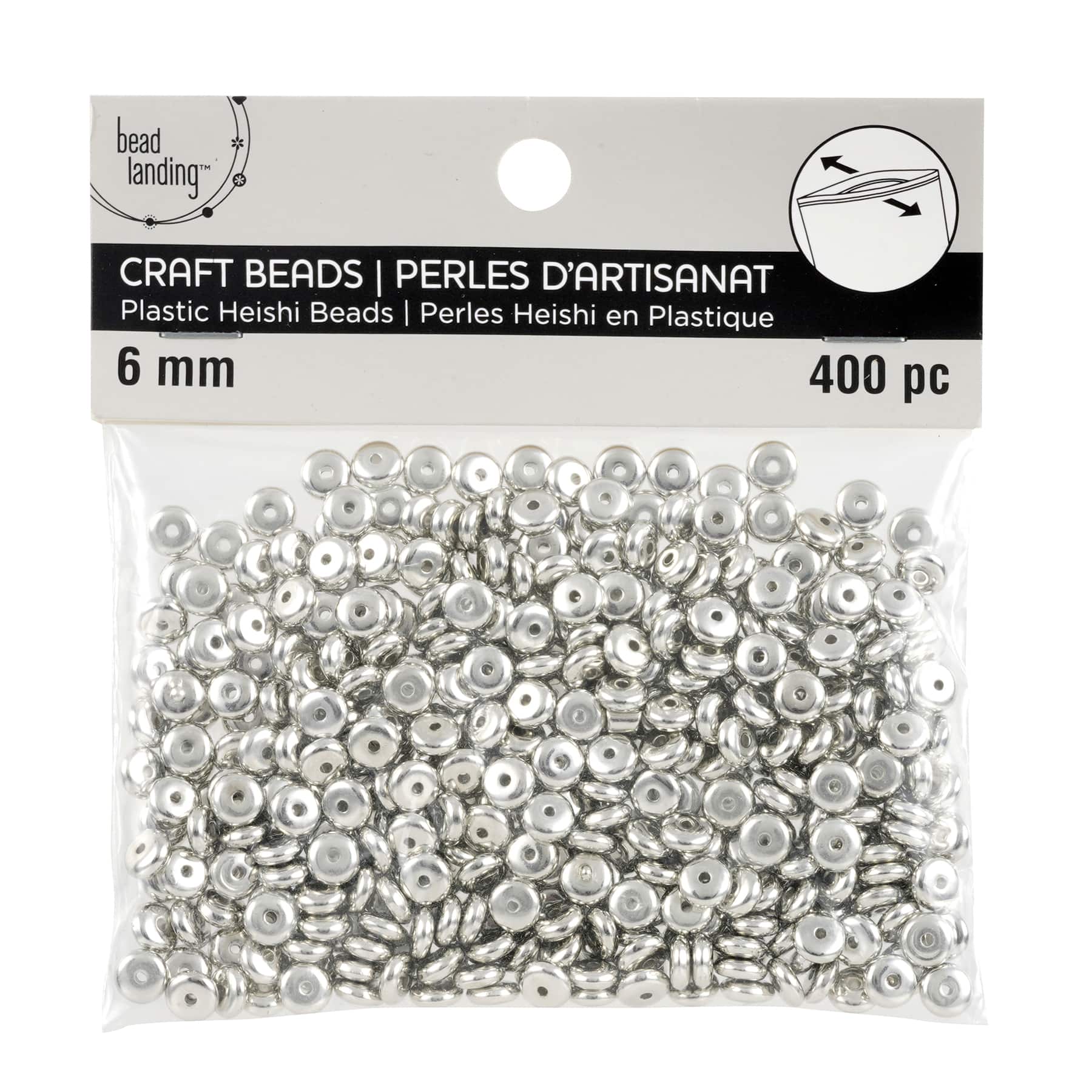 12 Packs: 400 ct. (4,800 total) Silver Plastic Heishi Craft Beads, 6mm by Bead Landing™
