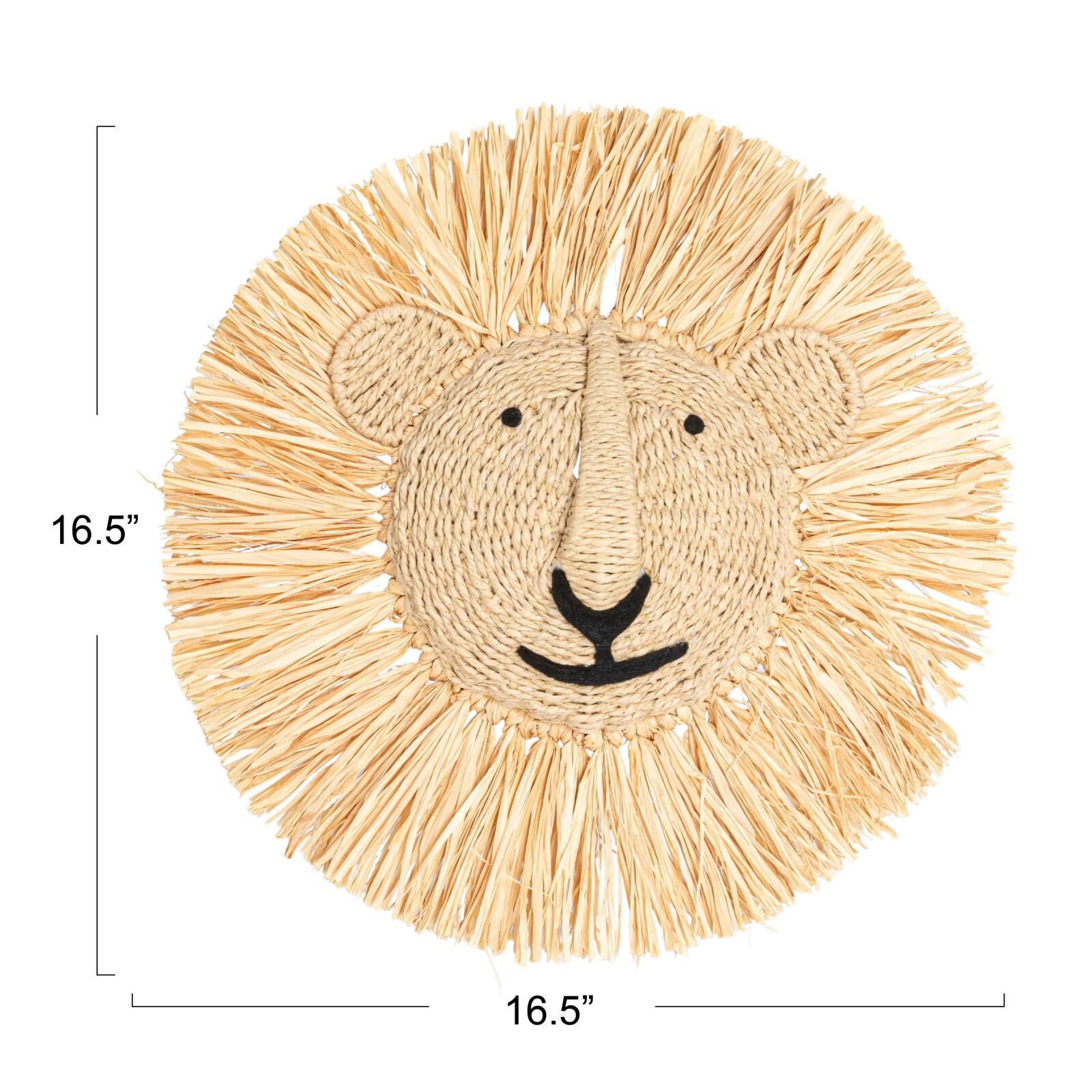 Hello Honey&#xAE; 16.5&#x22; Natural Savannah King Raffia Lion Wall Art