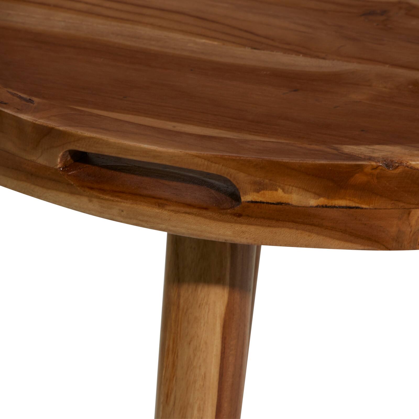 24&#x22; Brown Teakwood Contemporary Accent Table