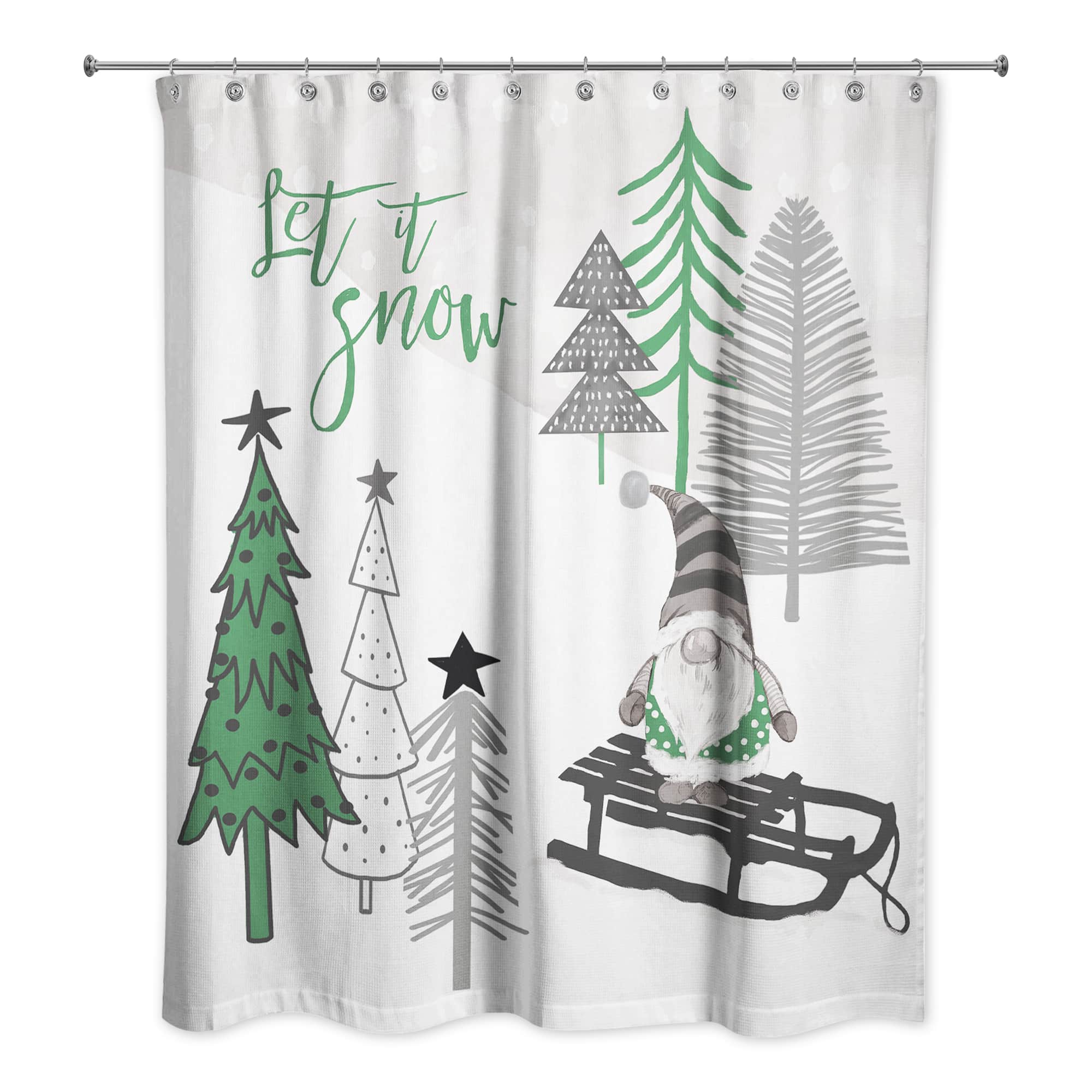 Let It Snow Tree Gnome Shower Curtain