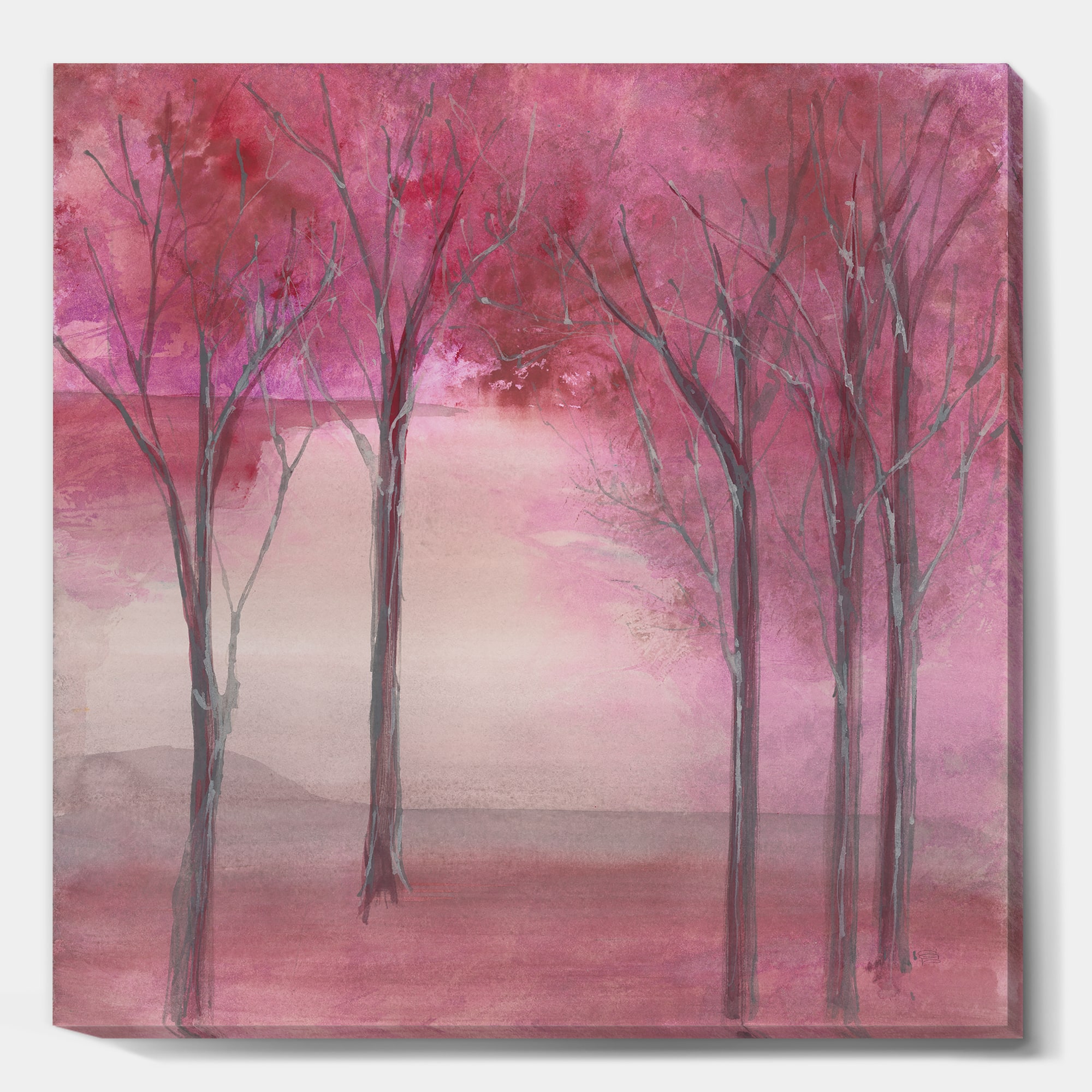 Designart - Shabby Pink Under the Trees - Shabby Chic Premium Canvas Wall Art