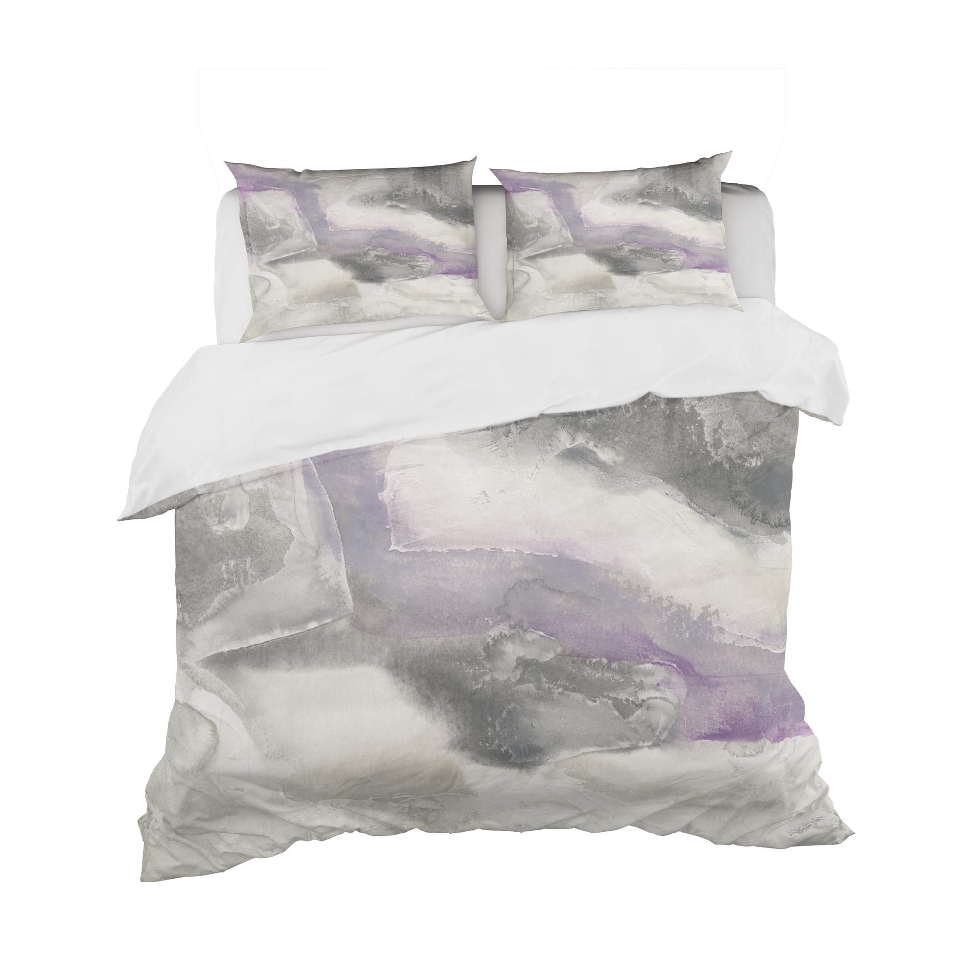 Designart &#x27;Watercolor Minimal Purple Tones II&#x27; Cottage Bedding Set - Duvet Cover &#x26; Shams