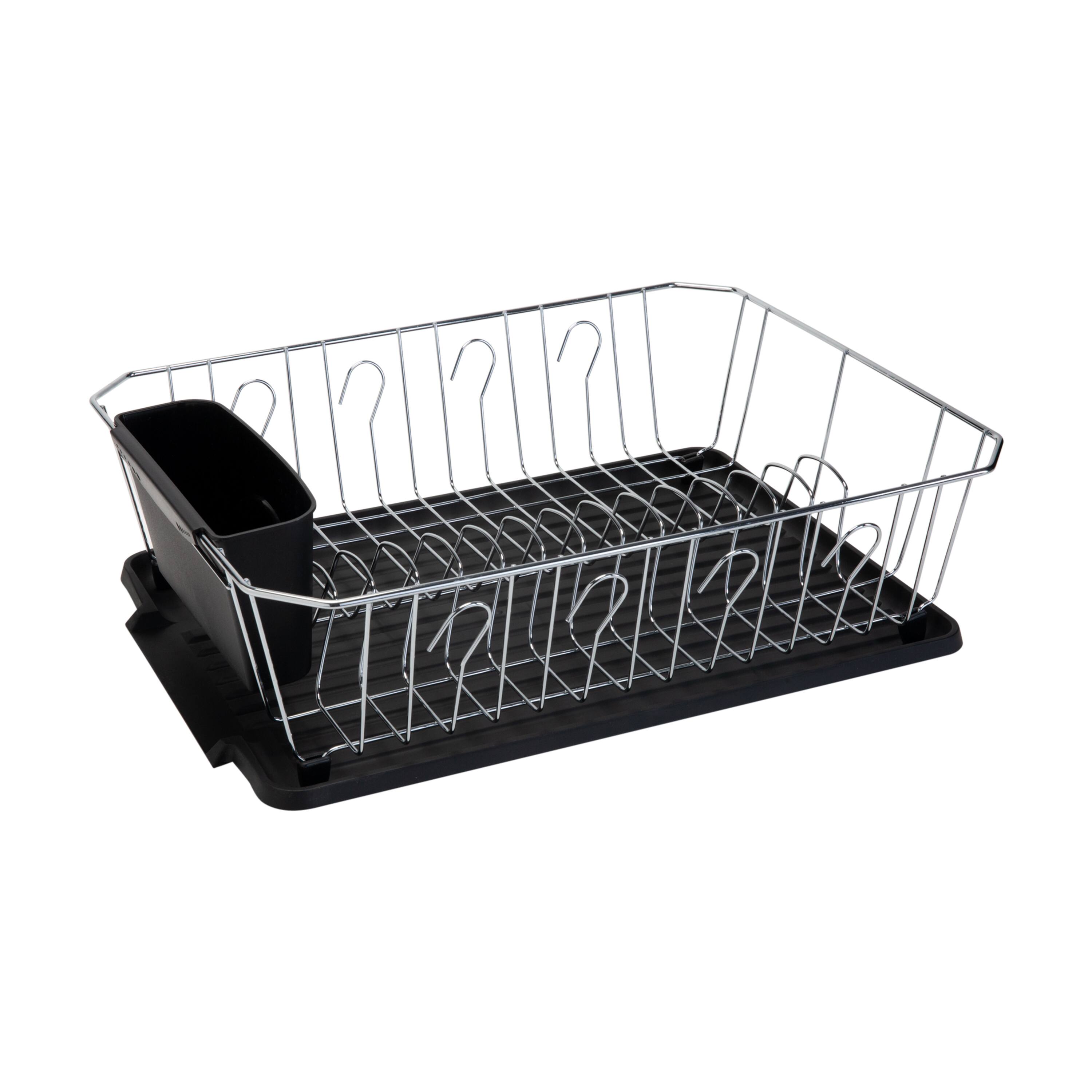 Kitchen Details Black 3-Piece Chrome Dish Rack Set