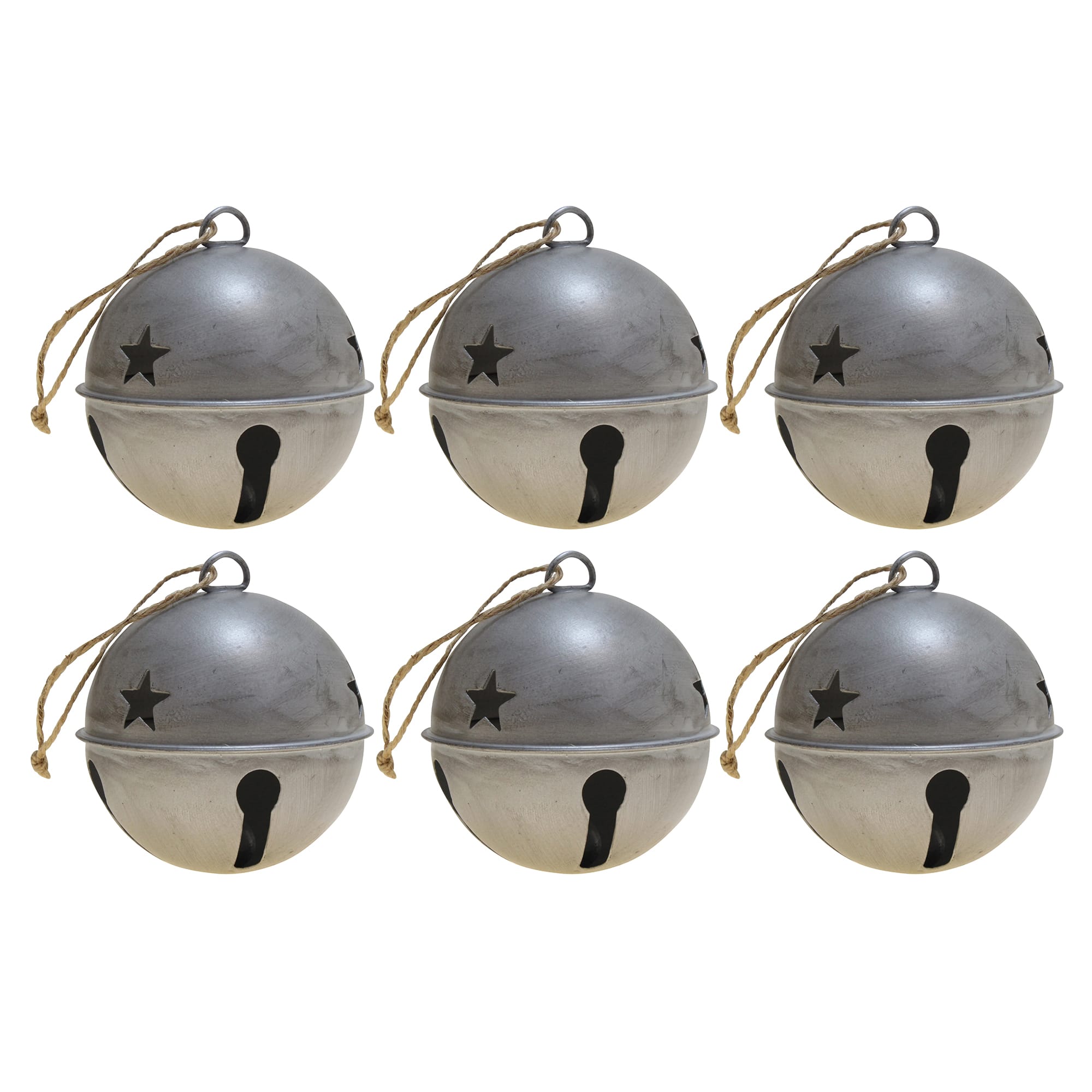 Haute Decor 6ct. 3.5 Silver Jingle Bell Ornaments