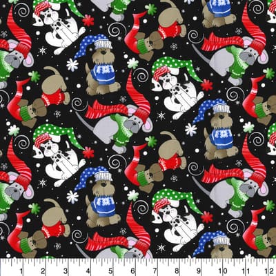 Fabric Traditions Christmas Black Winter Dogs Cotton Fabric | Michaels