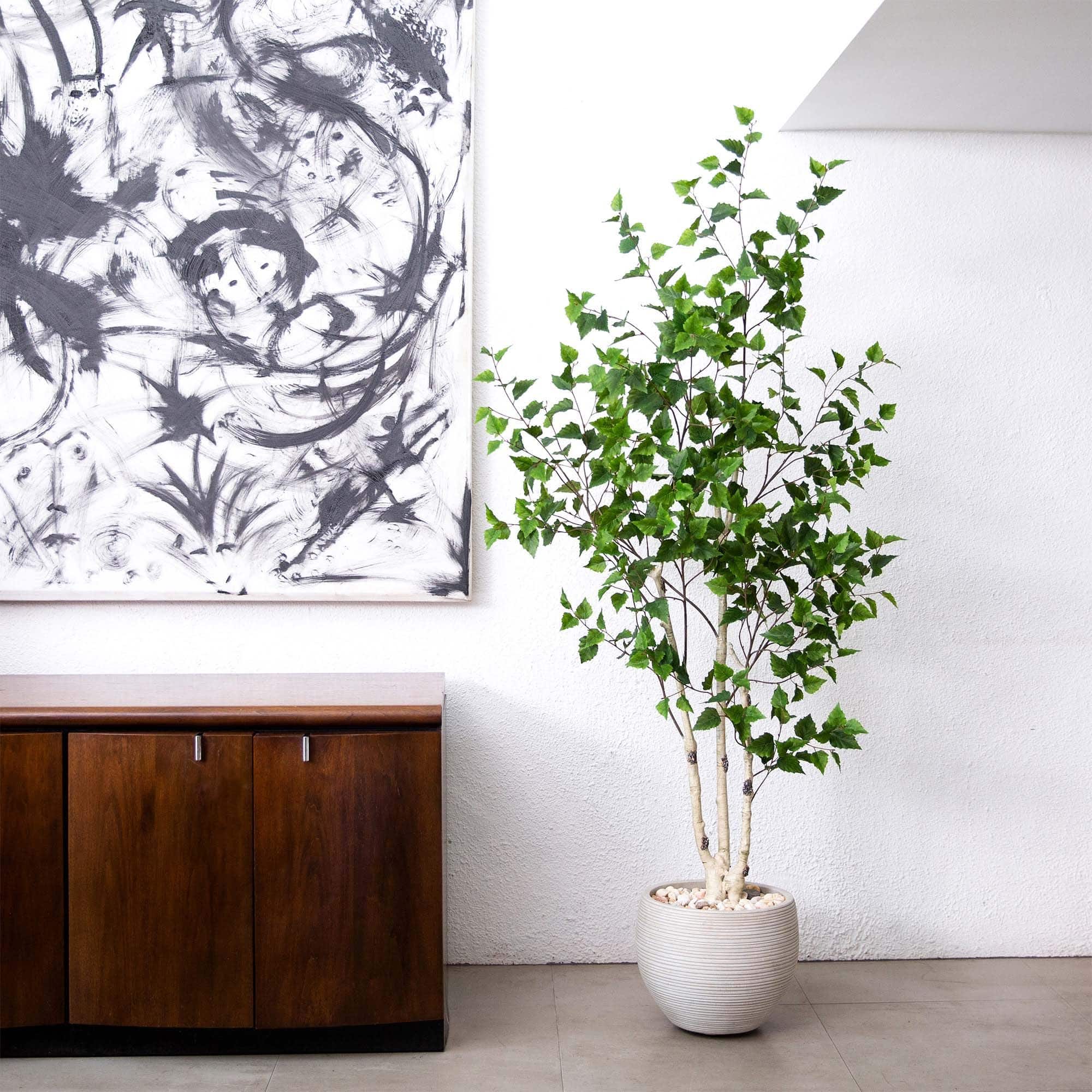 6ft. Potted Green Artificial Birch Tree with Real Touch Leaves