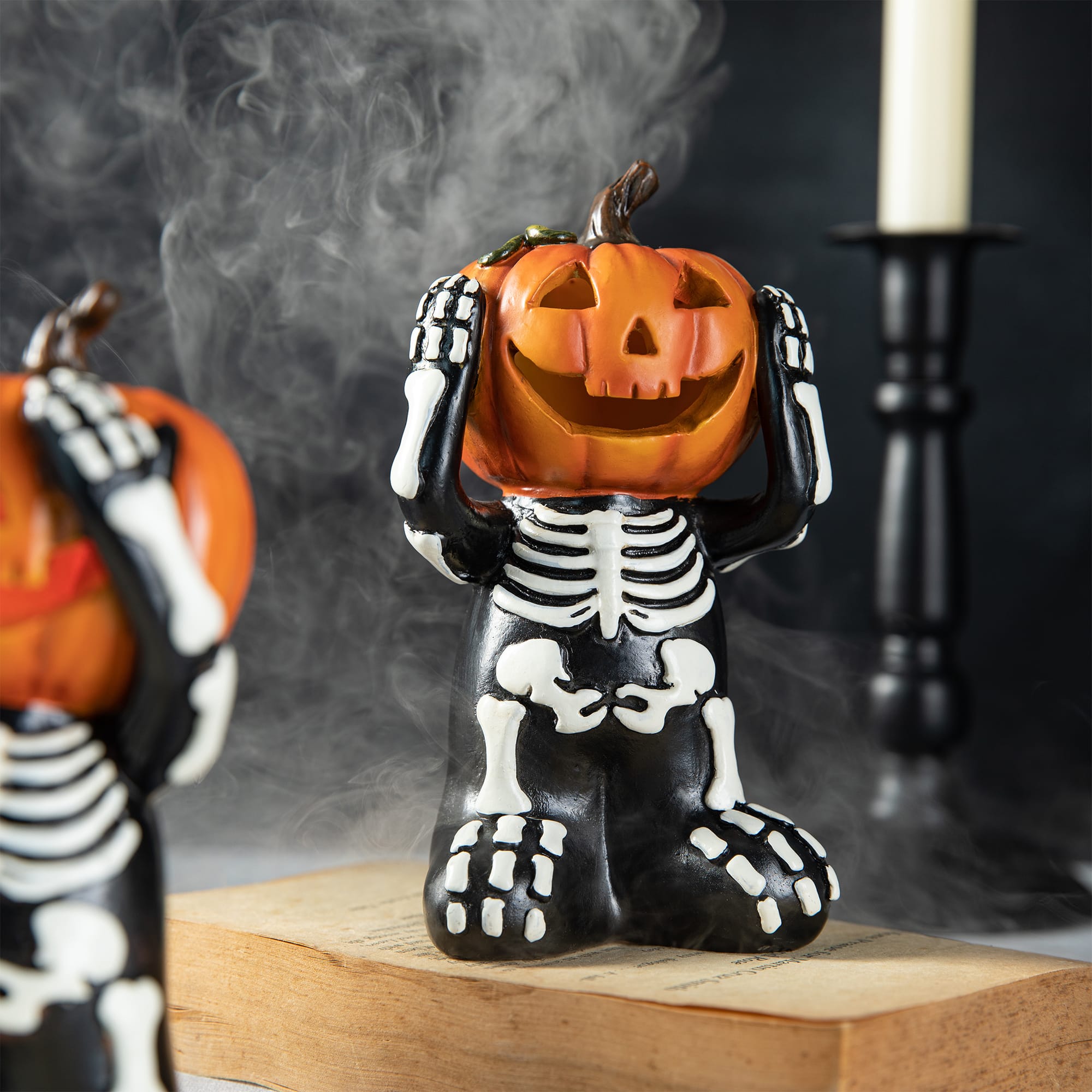 Glitzhome&#xAE; 5.75&#x22; Halloween Skeleton Pumpkin Table D&#xE9;cor Set