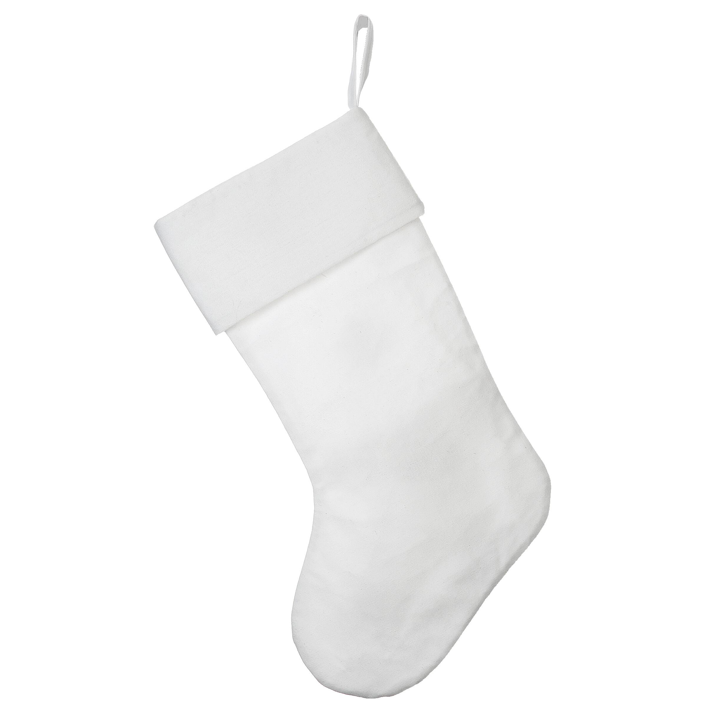 18&#x22; White Merry Christmas Stocking With Snowflakes