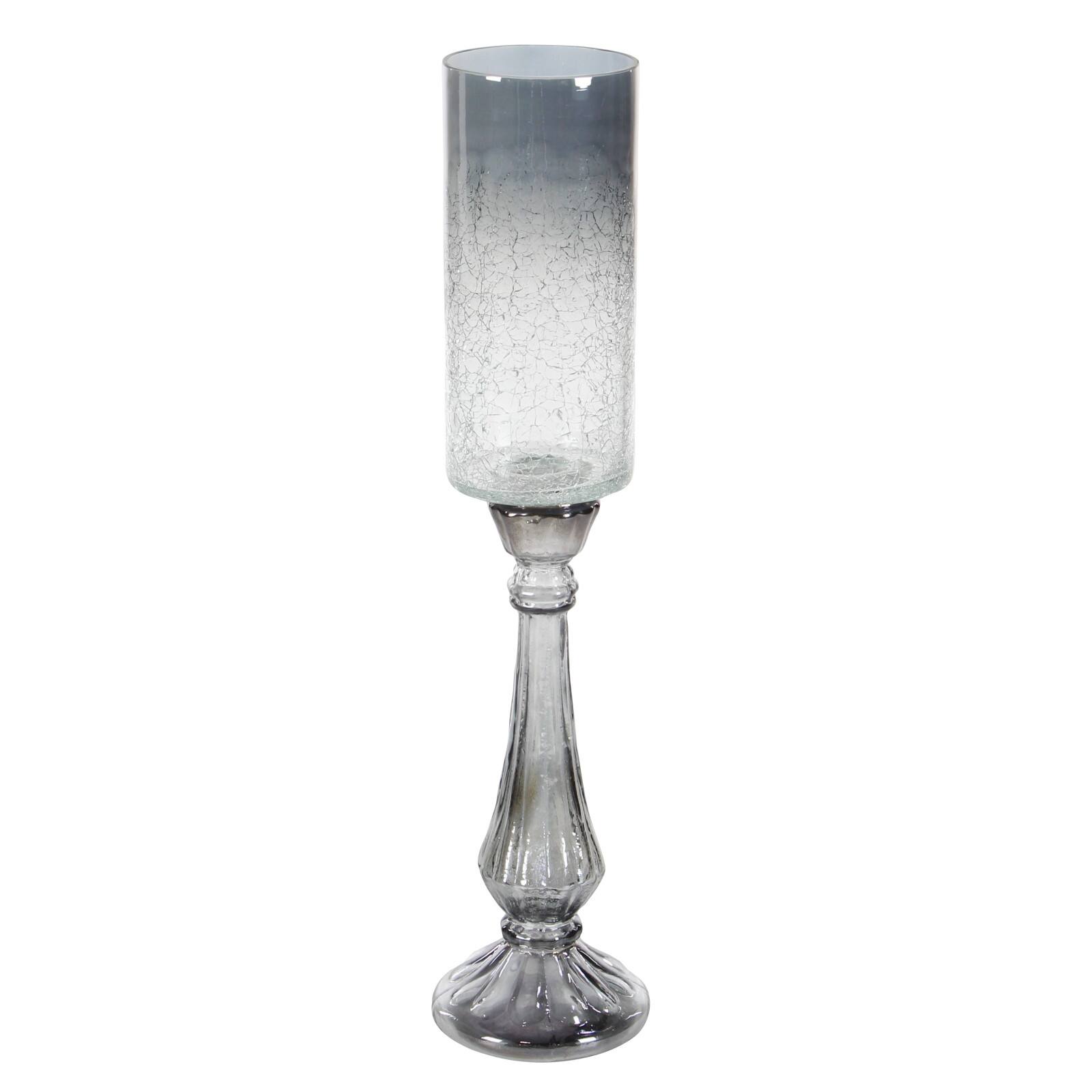 21&#x22; Black Glass Traditional Candle Holder