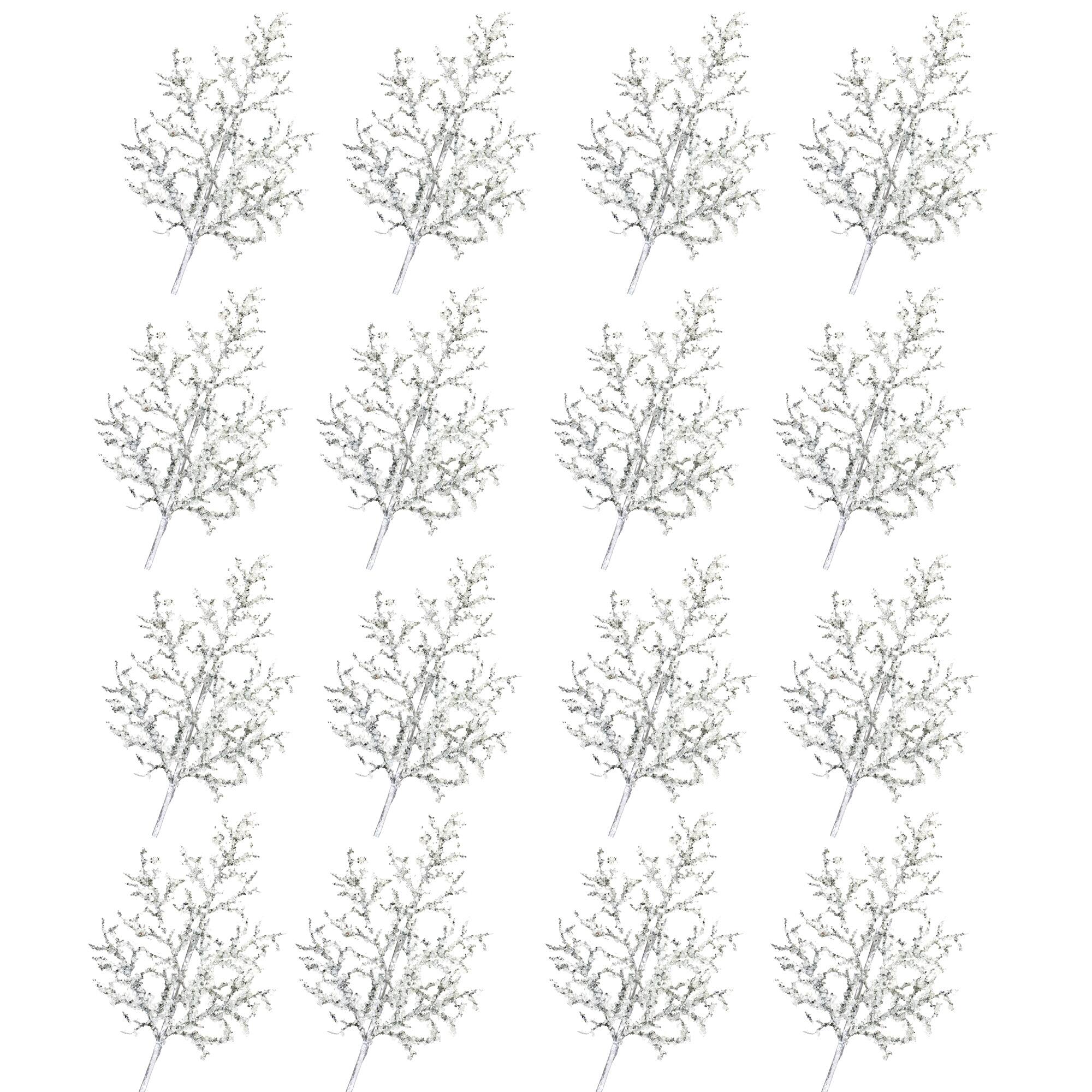 Glittery Silver Iced Twig Branches, 12ct.