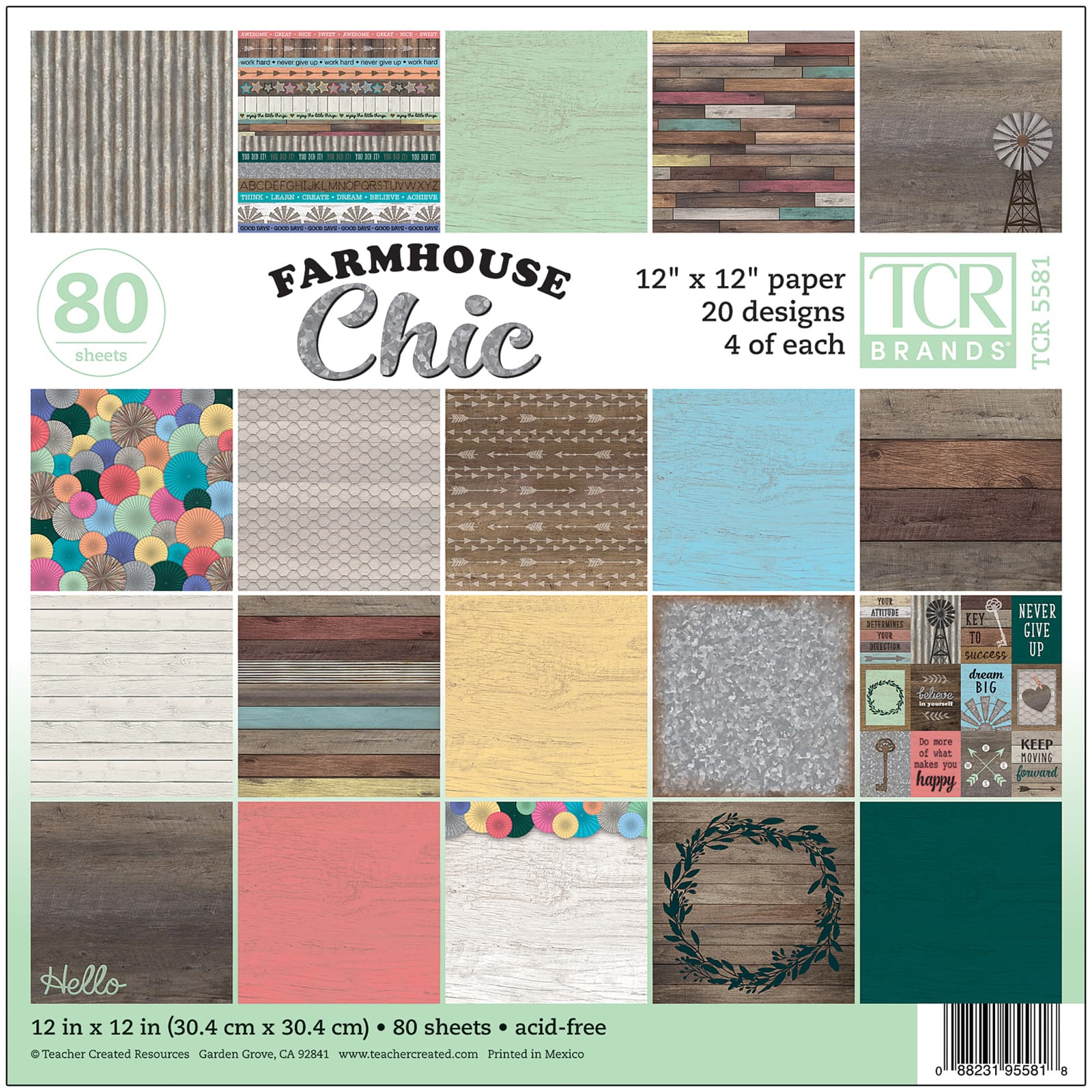 Teacher Created Resources Farmhouse Chic Project Paper Pad, 12" x 12"