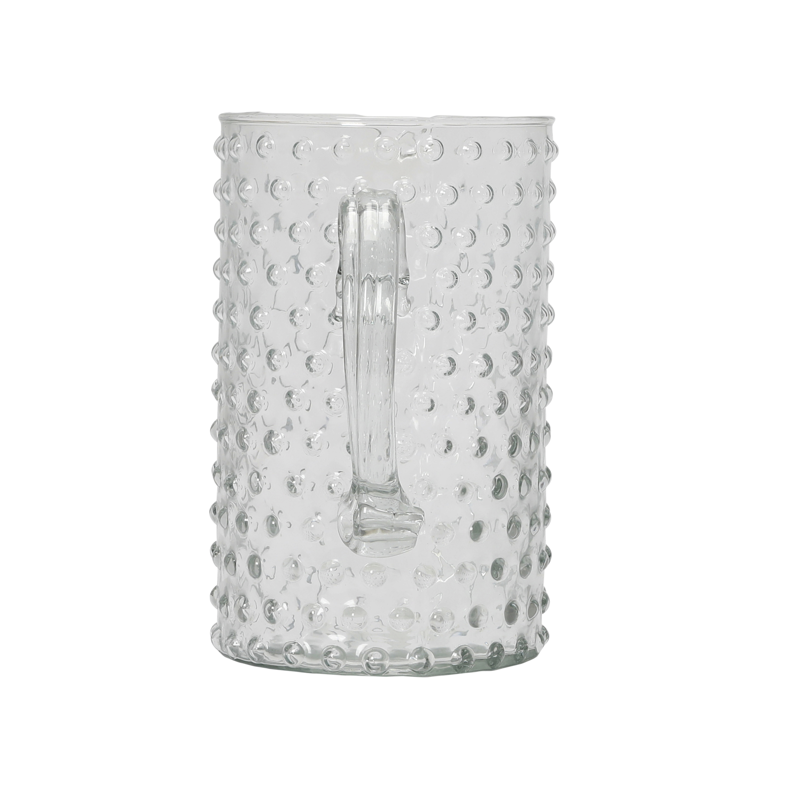 Clear Hand-Blown Hobnail Glass Pitcher