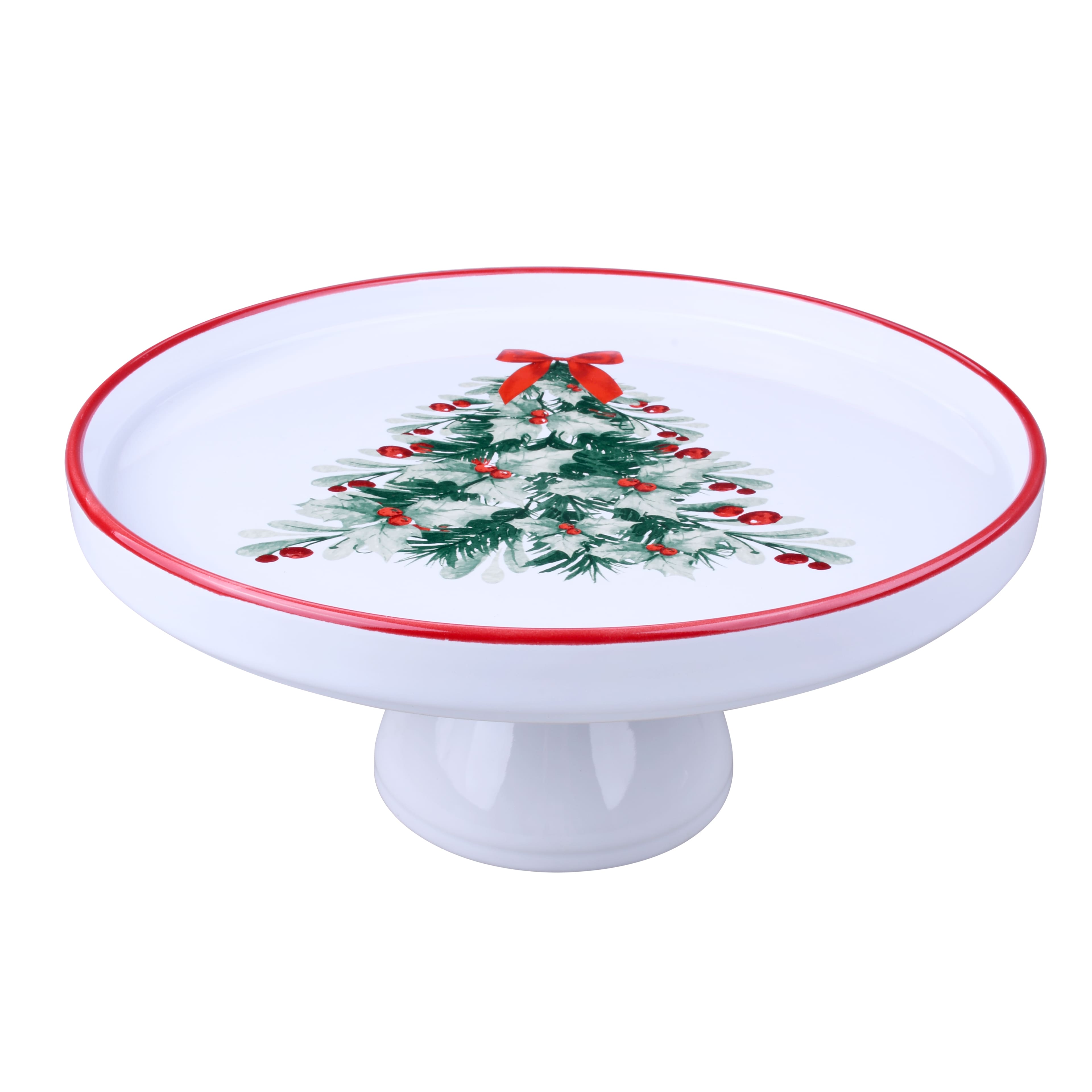 10.5&#x22; Christmas Tree Ceramic Cake Stand by Celebrate It&#xAE;