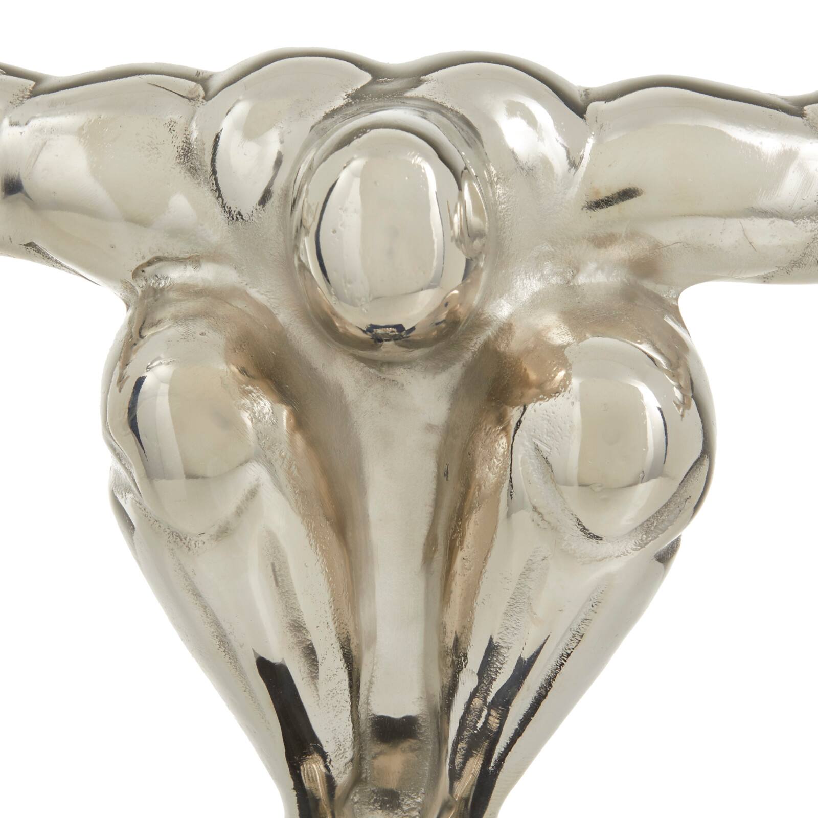 Silver Aluminum Contemporary People Sculpture, 30" x 5" x 17"