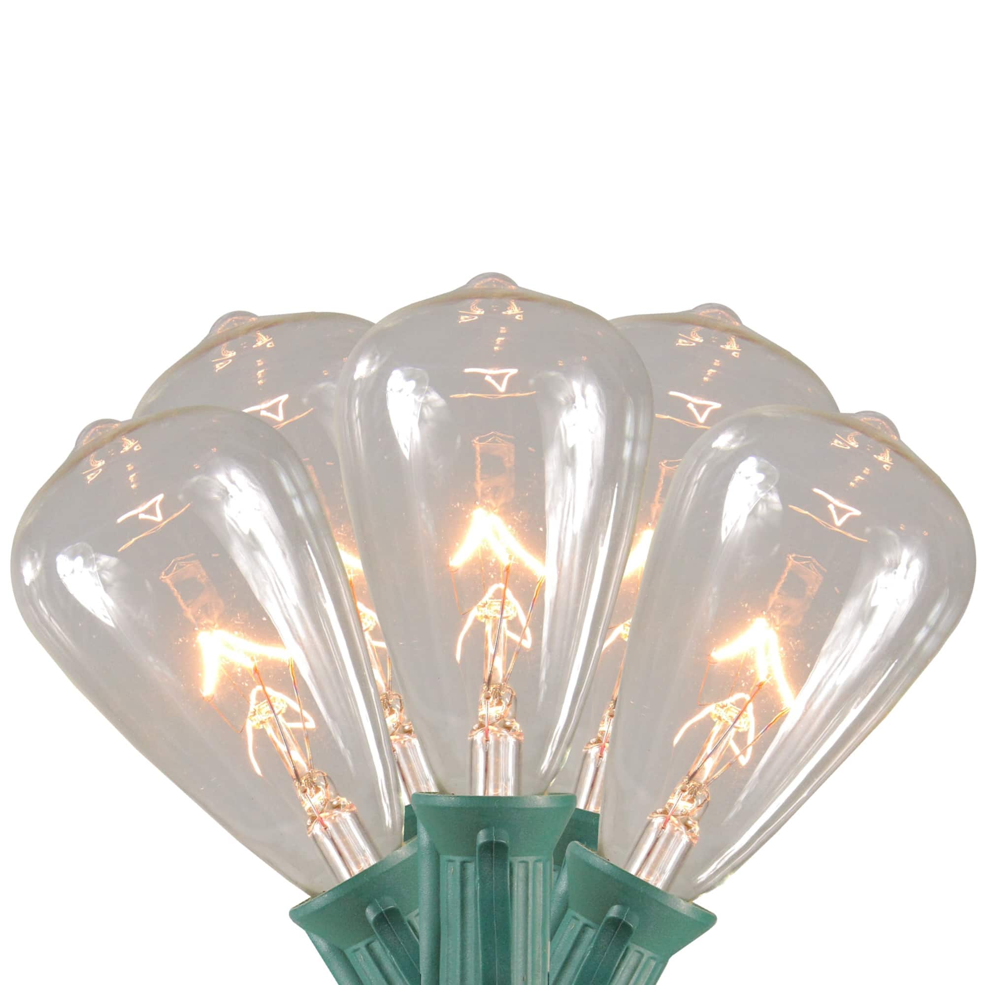 10ct. Clear Edison Glass Patio String Lights with Green Wire