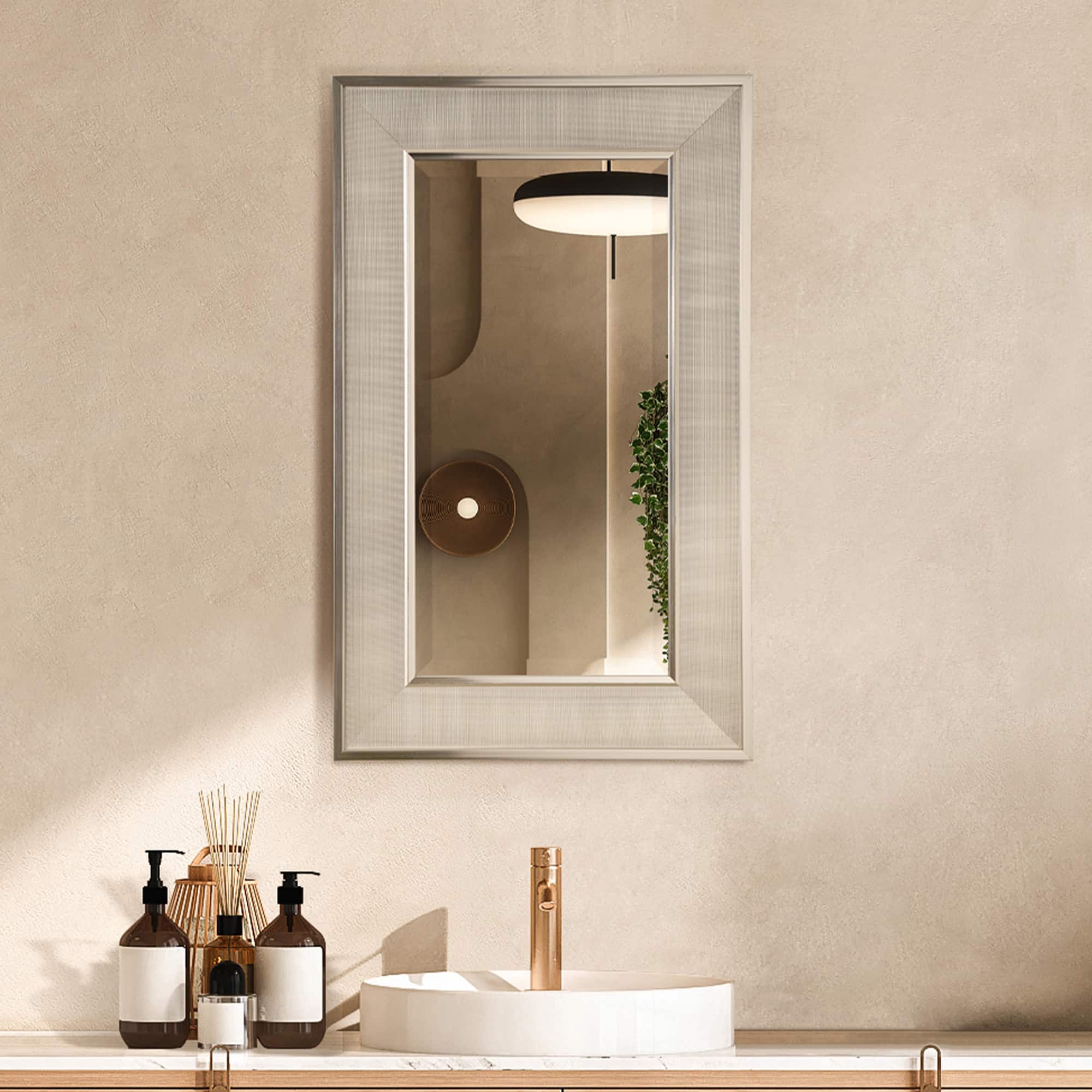 Head West Pave Brushed Nickel Stylish Bathroom & Wall Mirror