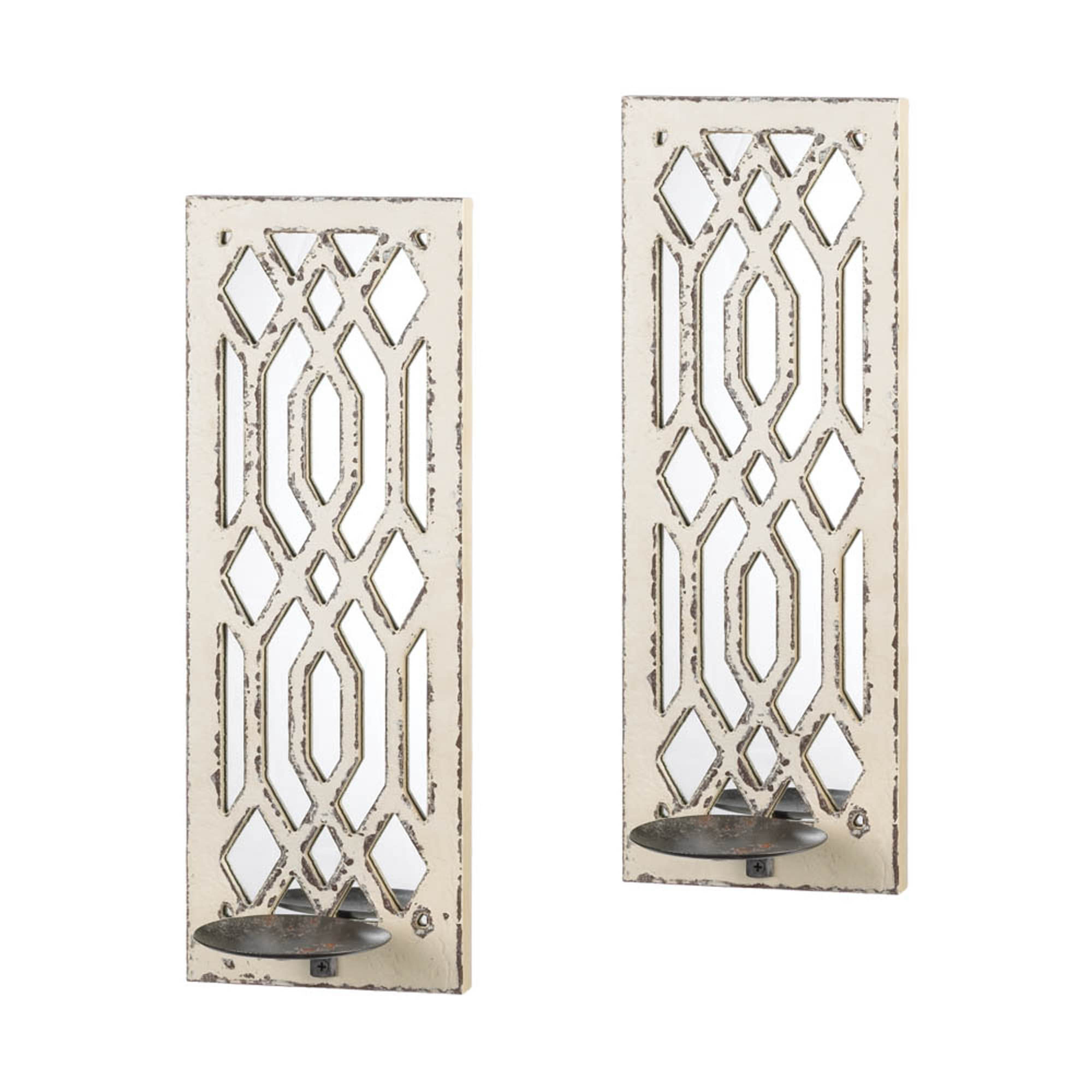 17&#x27;&#x27; Deco Mirror Candle Wall Sconce, 2ct.