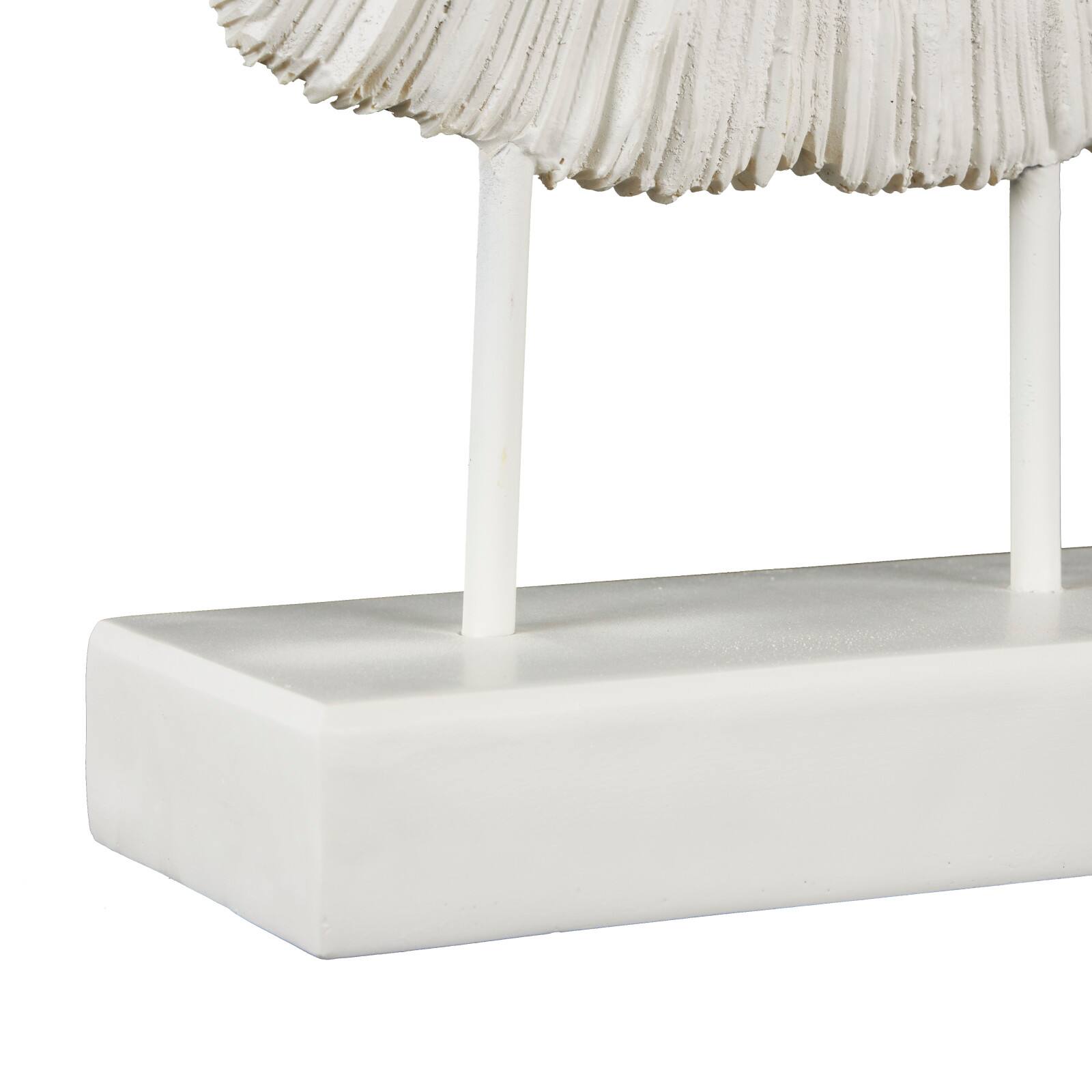 23&#x22; Cream Resin Coral Textured Round Sculpture