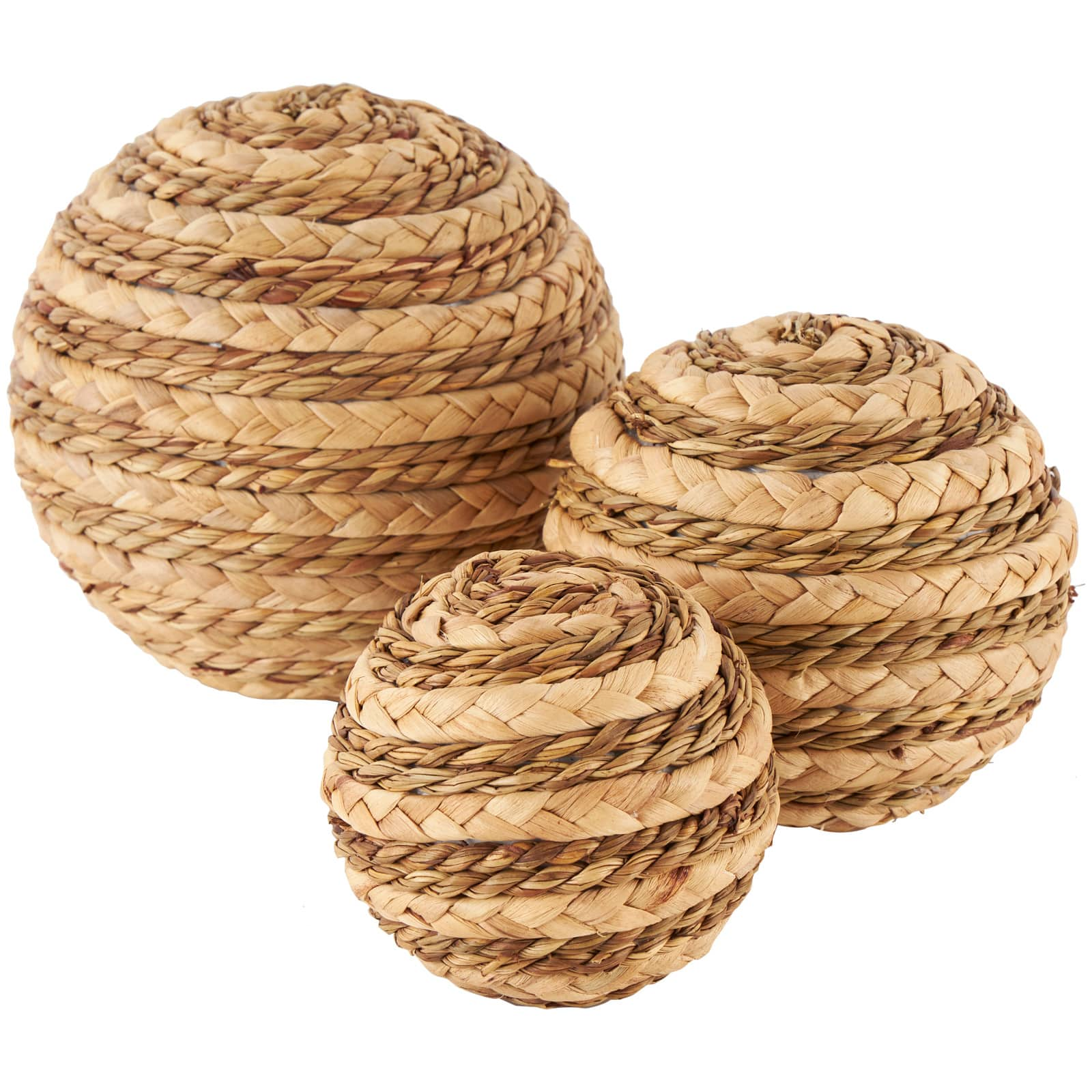 Brown Seagrass Handmade Braided Decorative Ball Orbs &#x26; Vase Filler Set