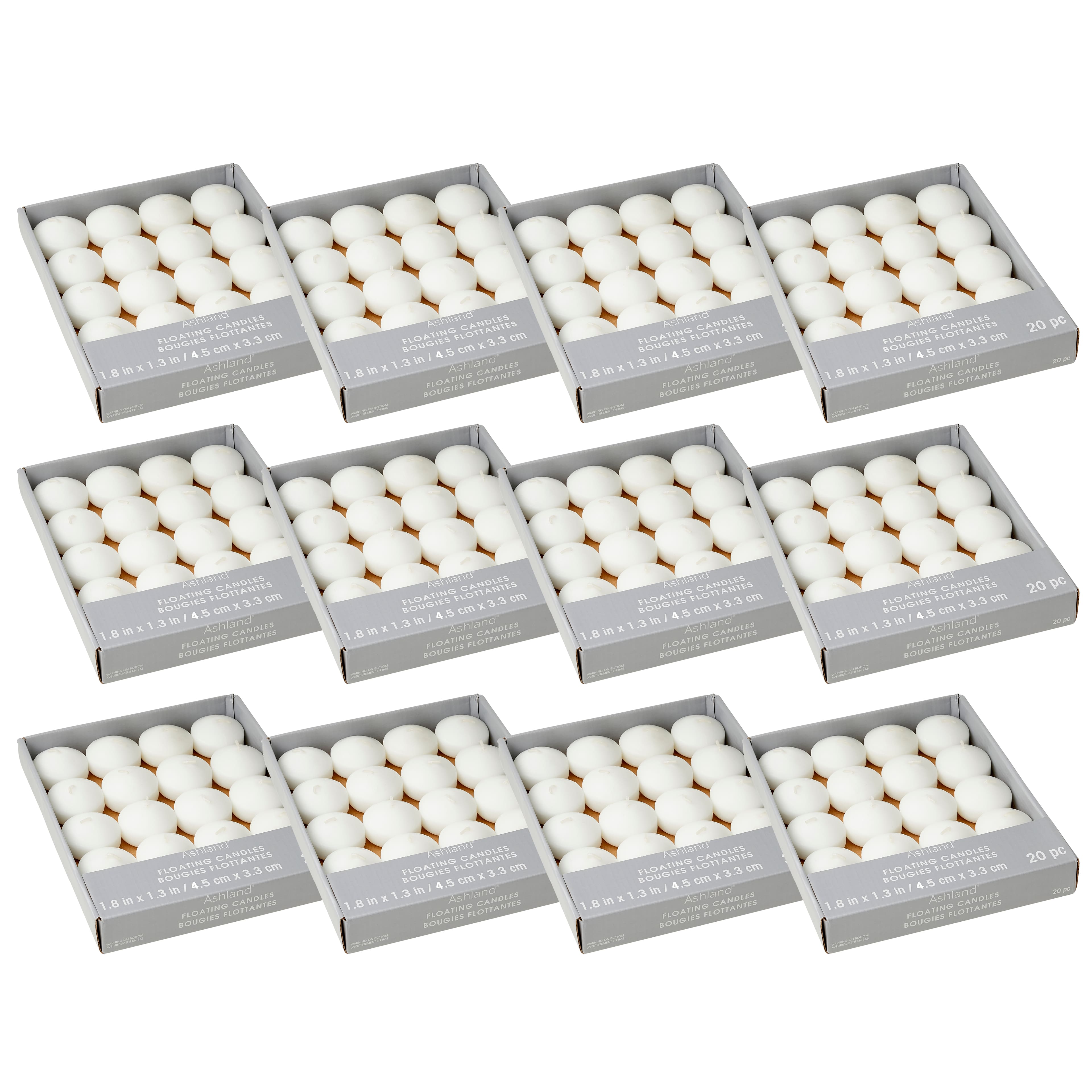 12 Packs: 40 ct. (240 total) Basic Elements&#x2122; White Floating Candles Value Pack by Ashland&#xAE;