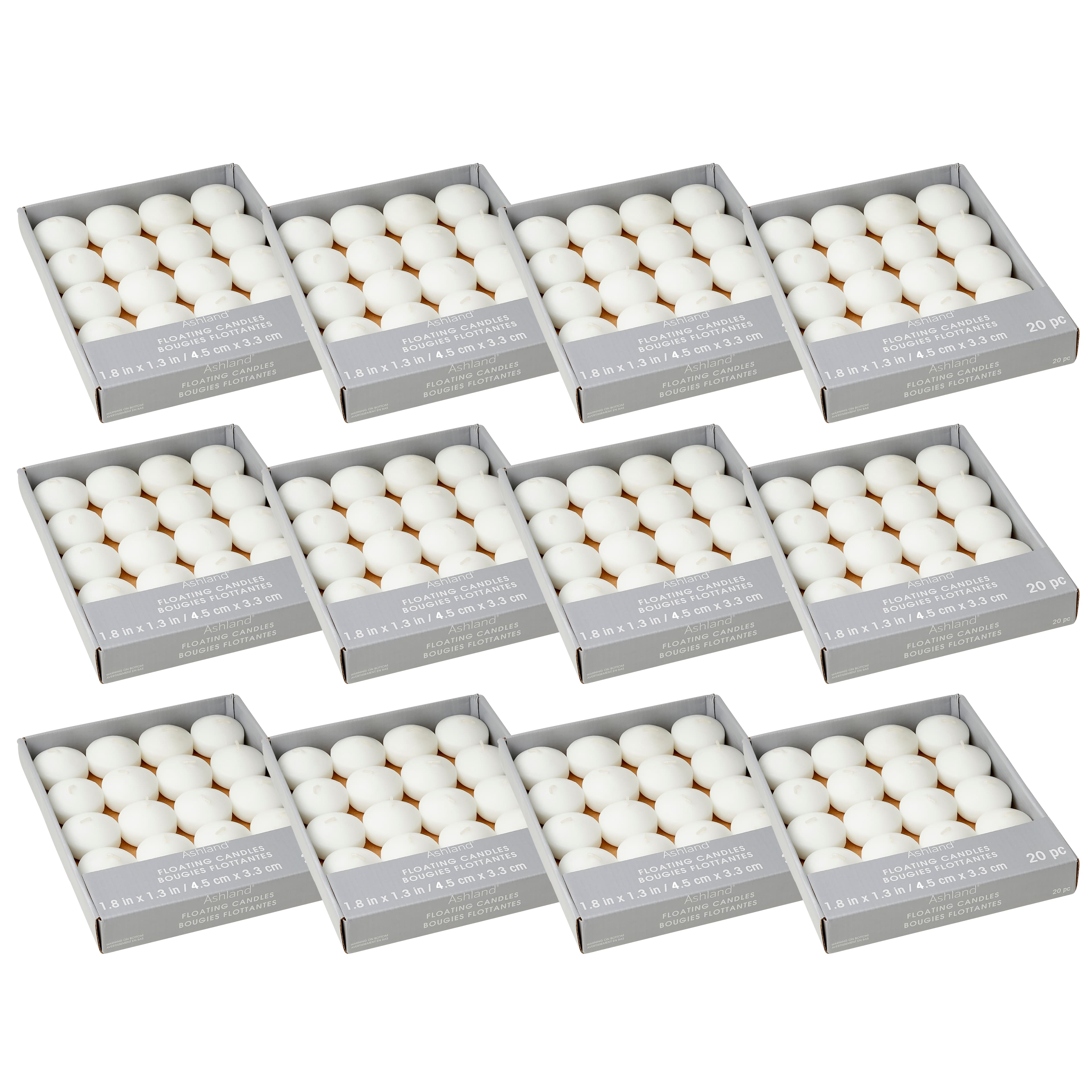12 Packs: 40 ct. (240 total) Basic Elements™ White Floating Candles Value Pack by Ashland®