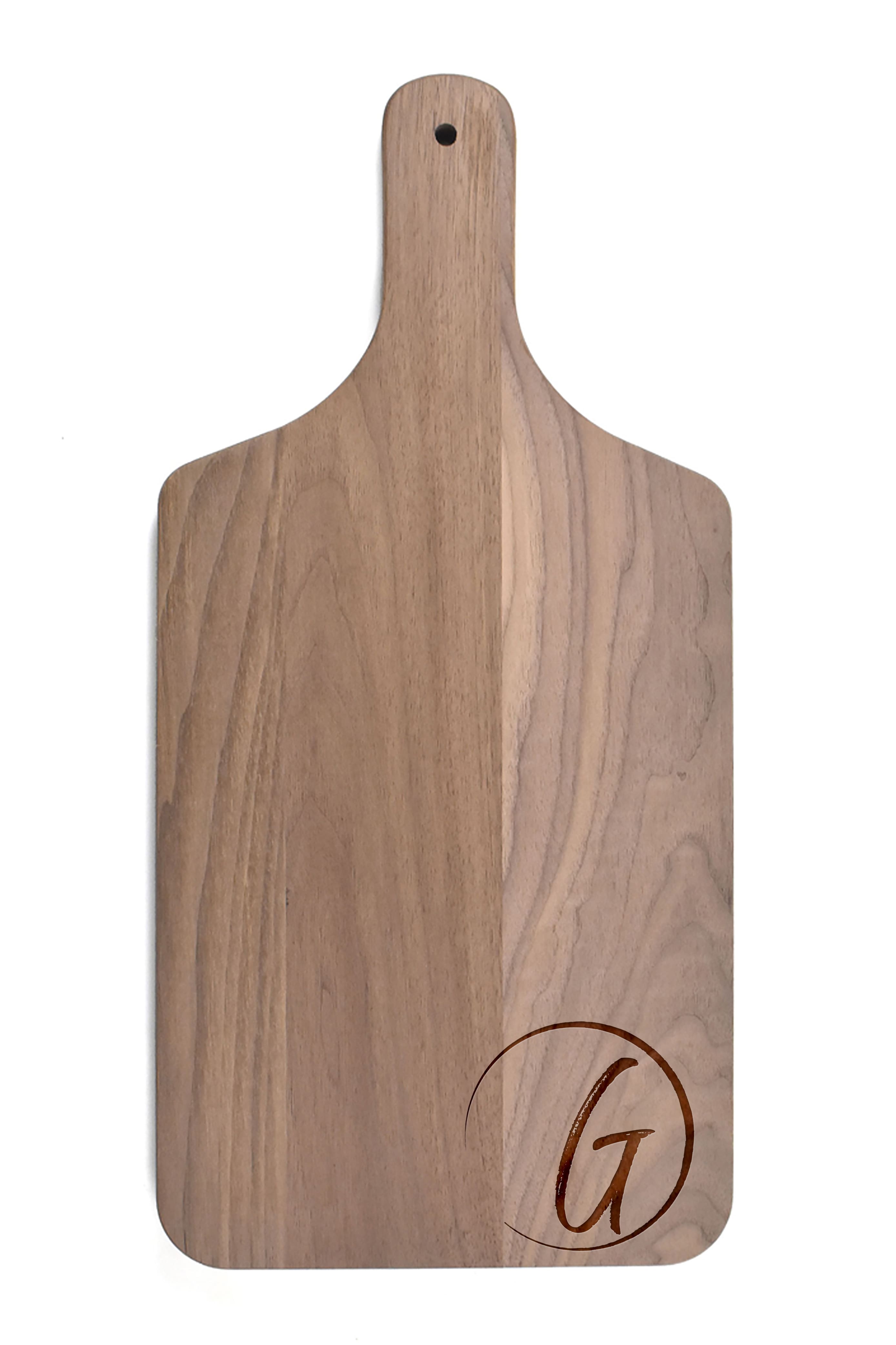 Circle Monogram Walnut Paddle Cutting Board