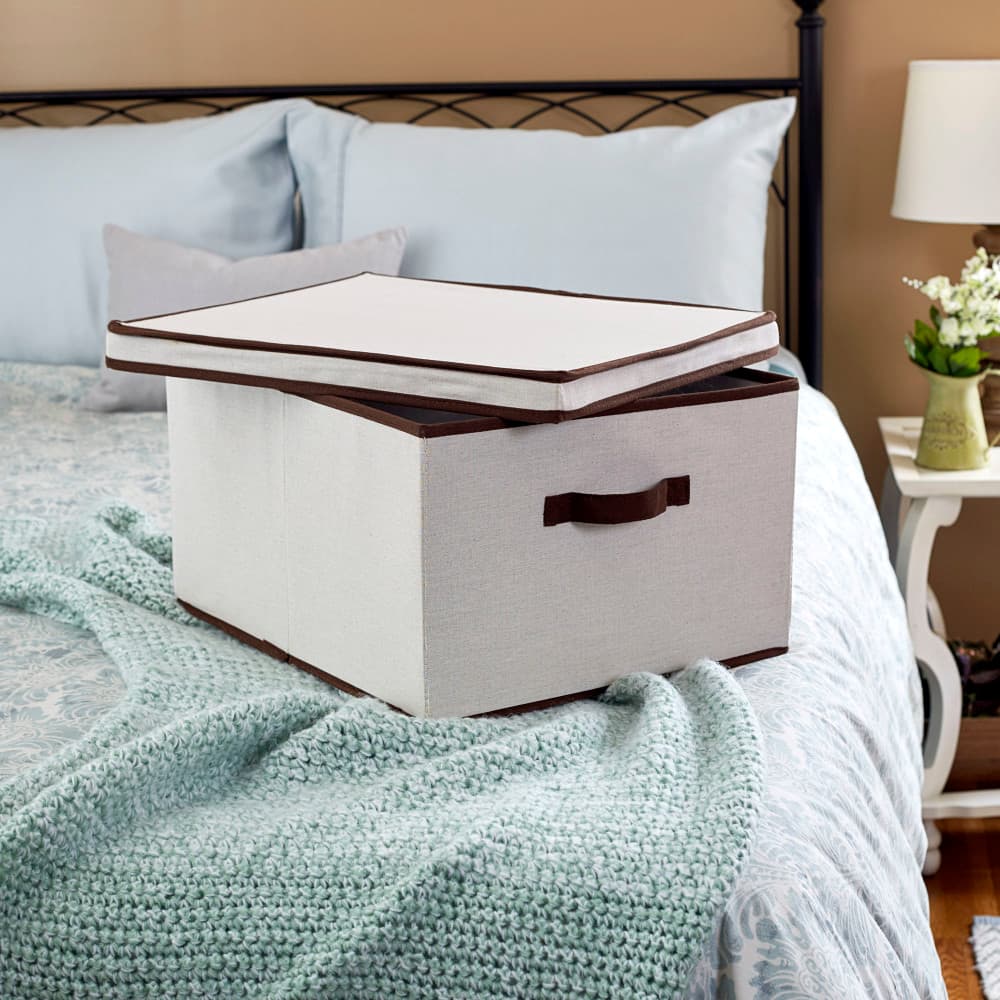 Household Essentials Canvas Storage Box with Lid