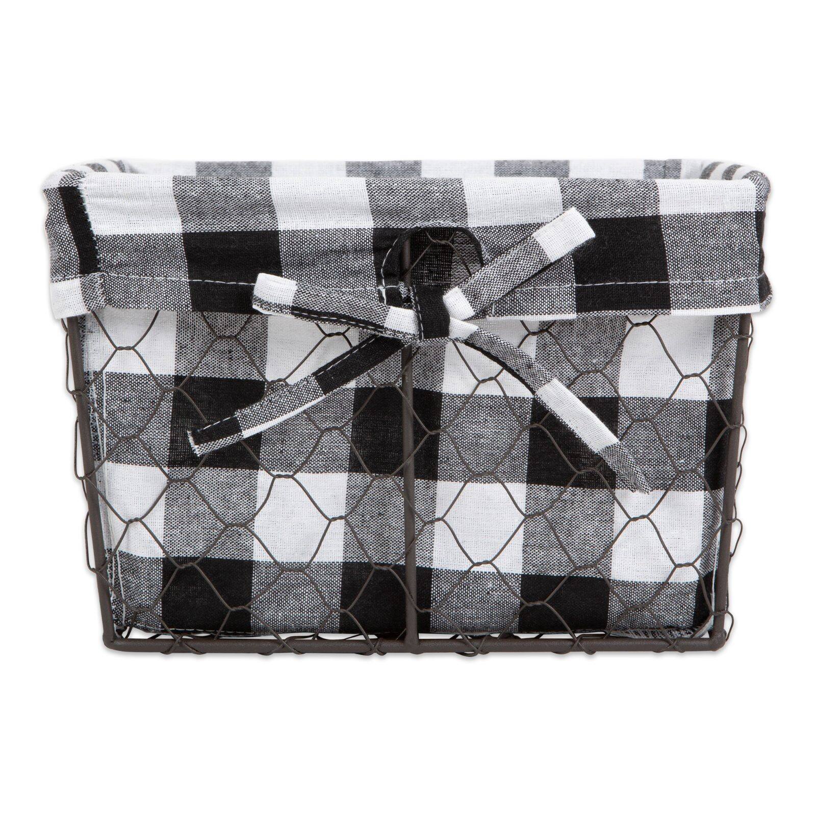 DII&#xAE; Black &#x26; White Checkered Chicken Wire Basket 5 Piece Set