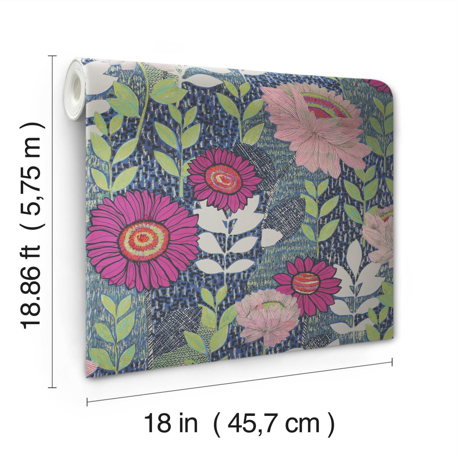 RoomMates Tamara Day Blue Botanical Garden Peel & Stick Wallpaper