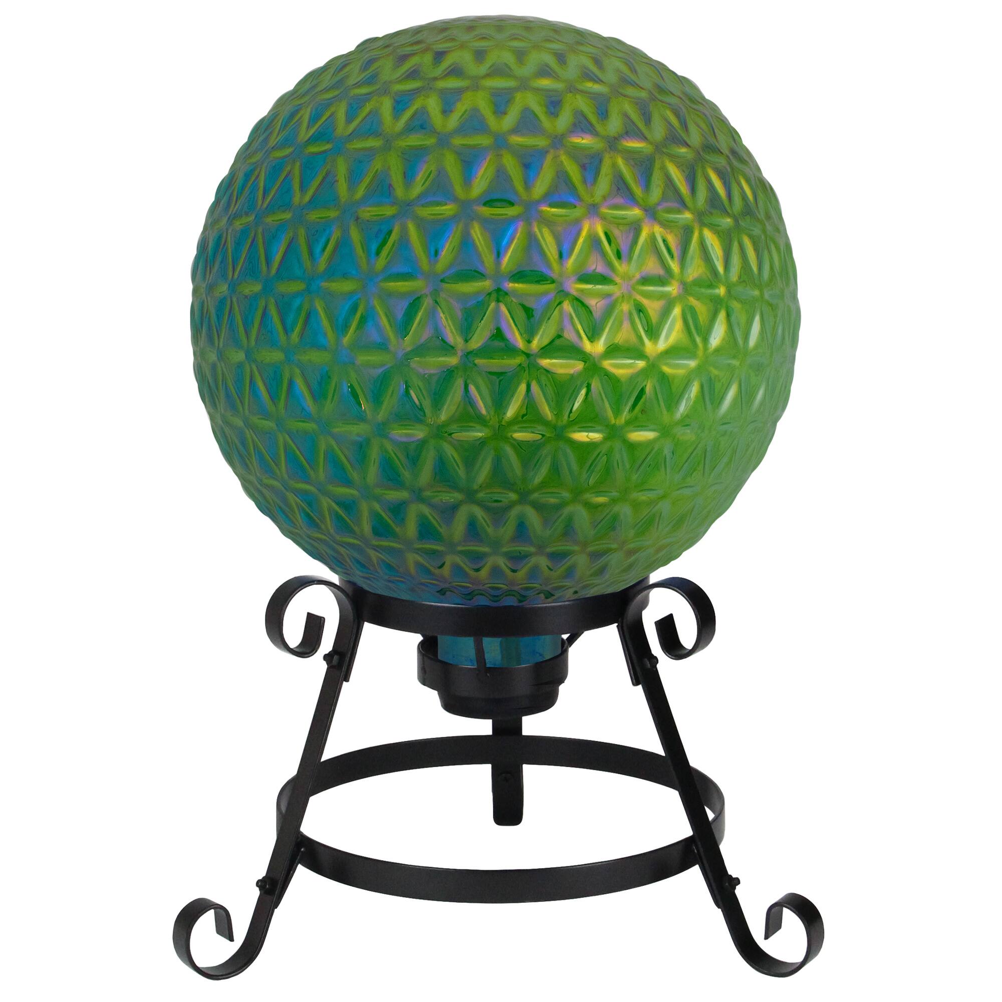 10&#x22; Blue Iridescent Textured Glass Garden Gazing Ball