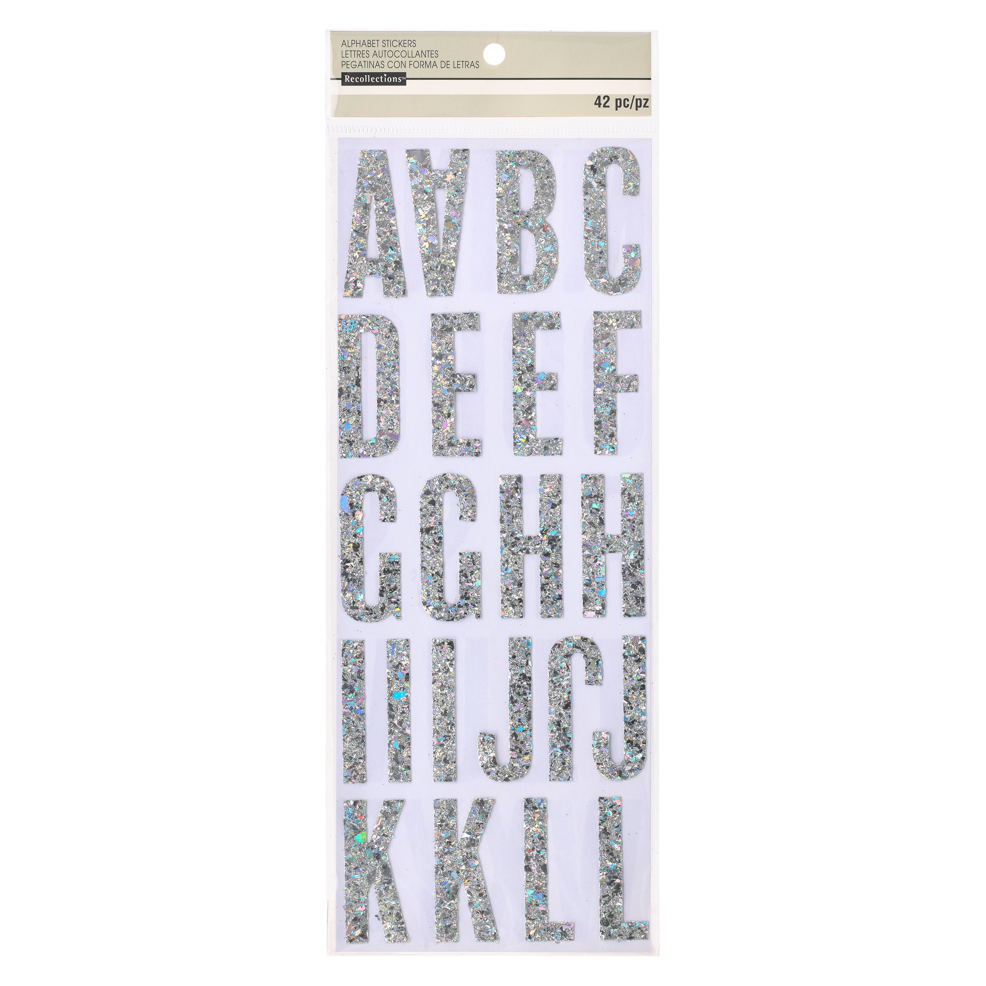 12 Packs: 42 ct. (504 total) Iridescent Chunky Glitter Alphabet Stickers by Recollections™
