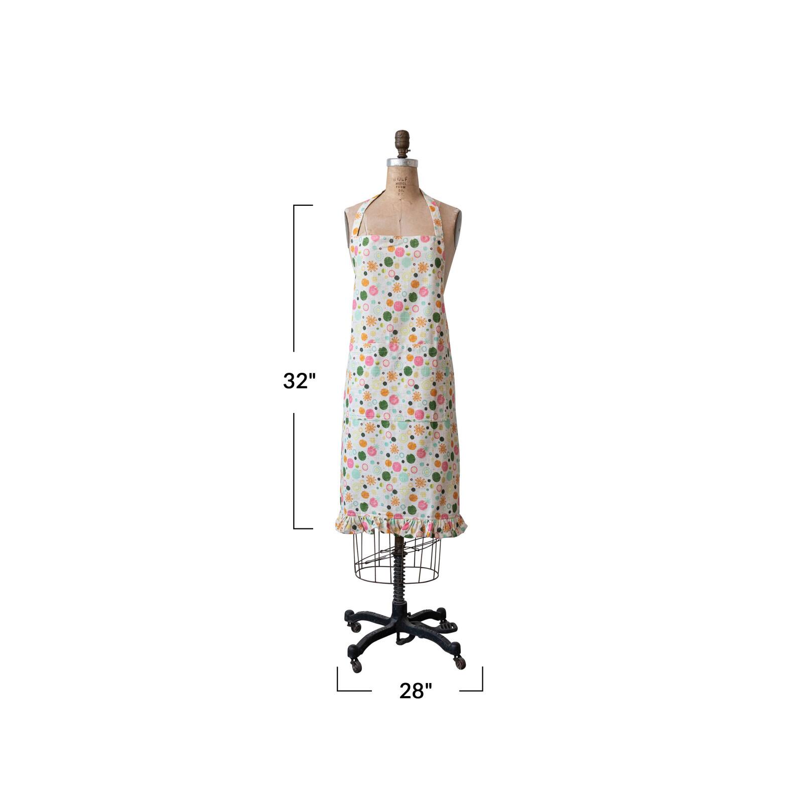 Hello Honey&#xAE; Multicolor Party Dots Adult Cotton Apron with Ruffle