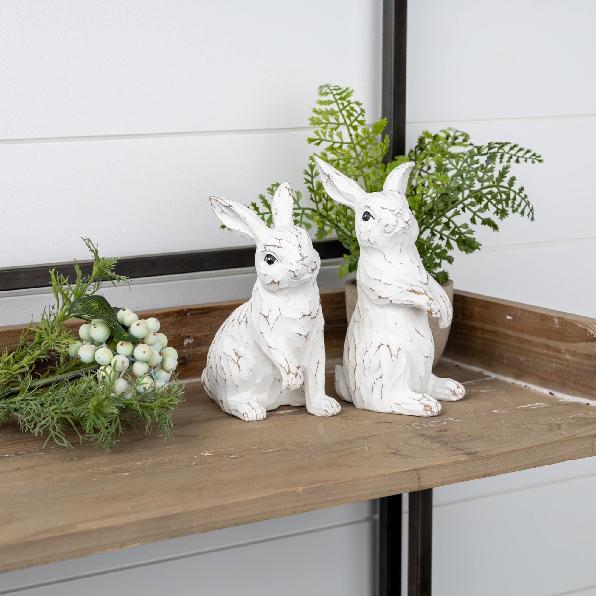 Carved Bunny Figurines Set