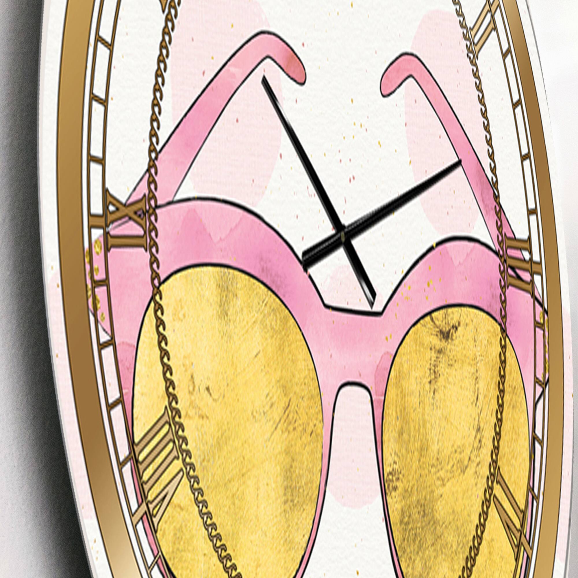 Designart 'Fashion Glam Accessories Pink Glam Wall Clock