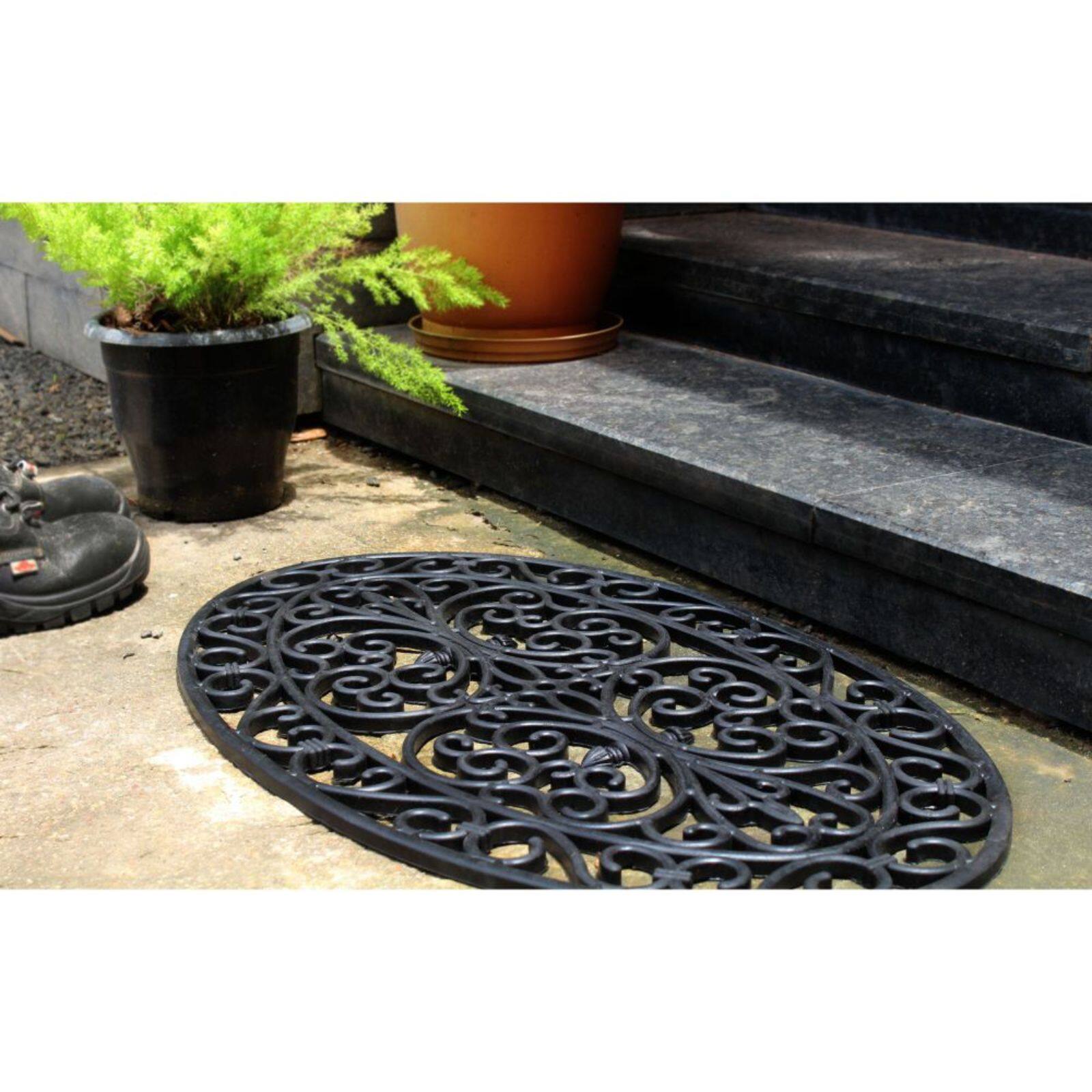 RugSmith Black Oval Trellis Molded Rubber Doormat Michaels