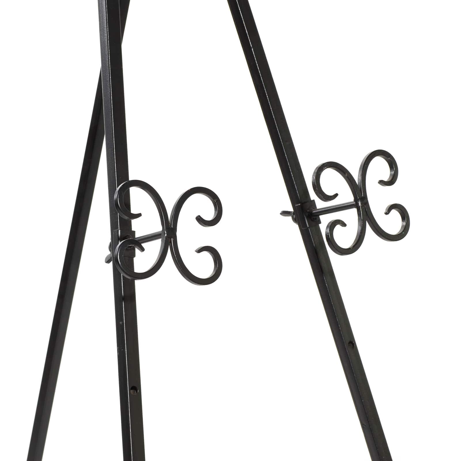 Traditional Black Iron Floor Easel, 46" x 21" x 22"