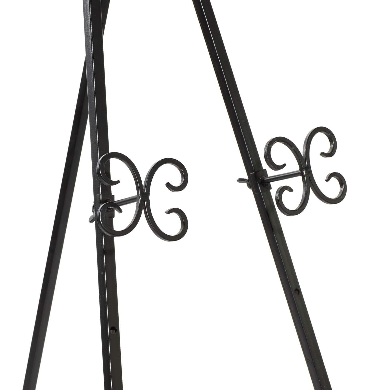 Traditional Black Iron Floor Easel, 46&#x22; x 21&#x22; x 22&#x22;