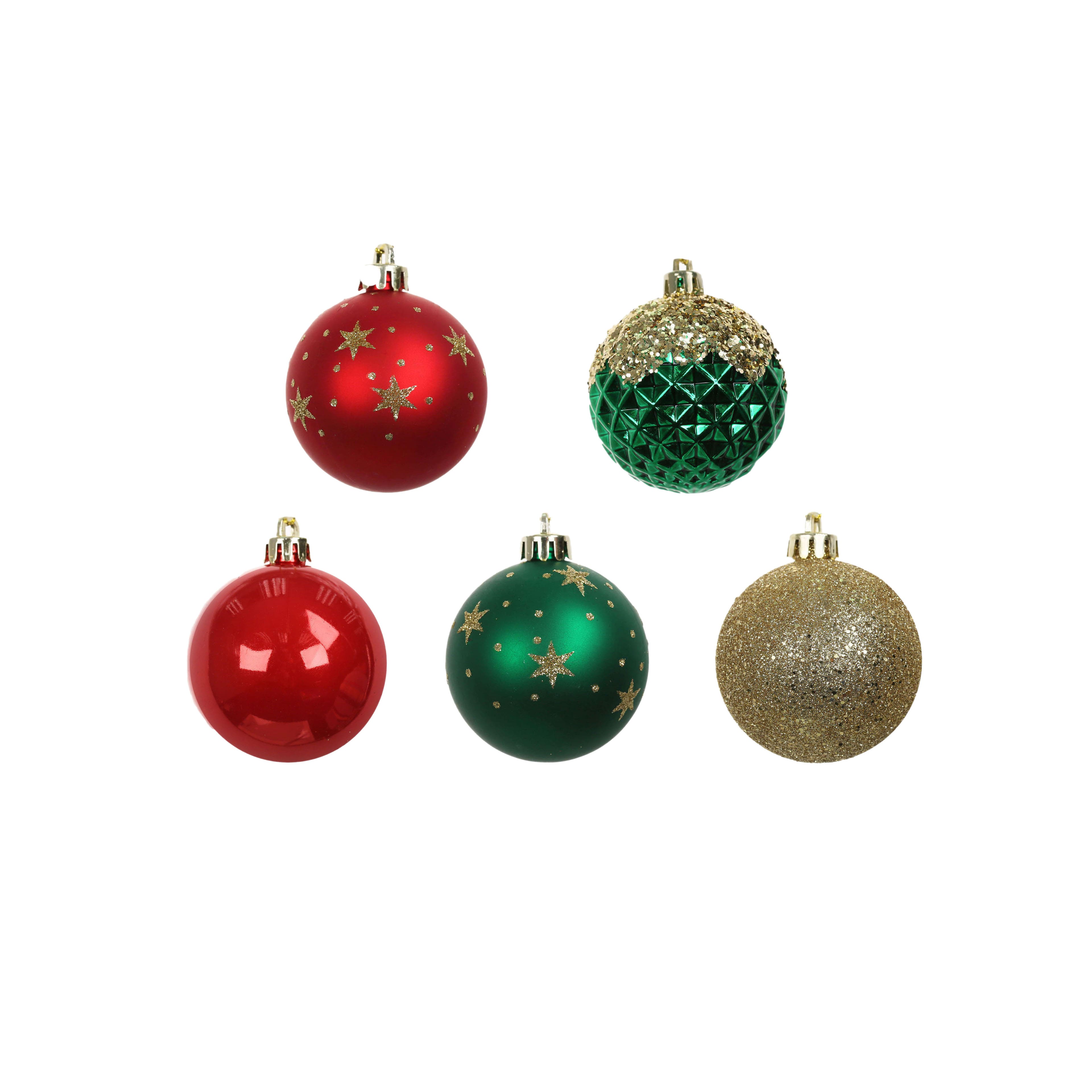 Assorted Green, Red &#x26; Gold Ball Plastic Ornament Tube by Ashland&#xAE;, 1pc