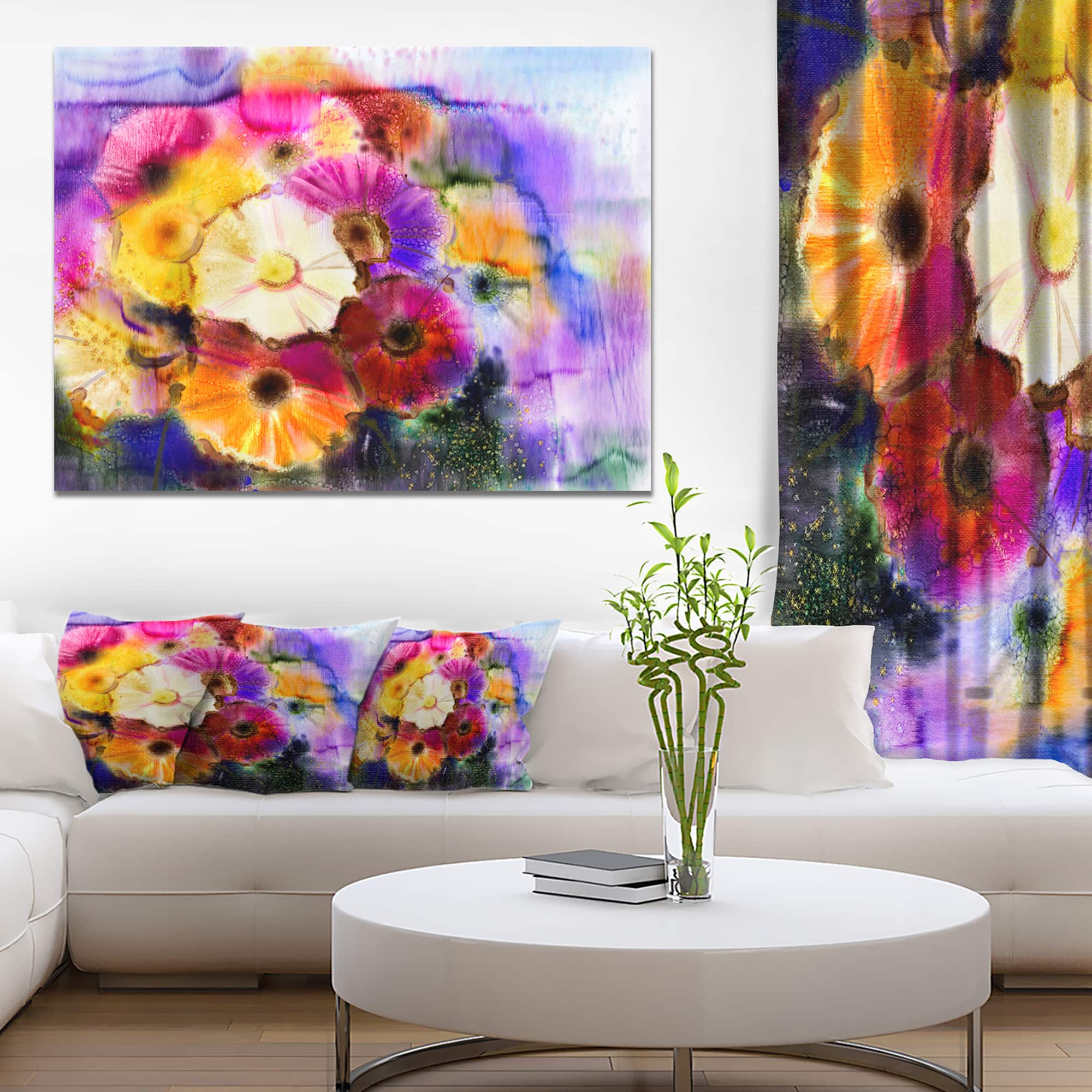 Designart - Bunch of Colored Daisy Flowers - Large Floral Canvas Art Print