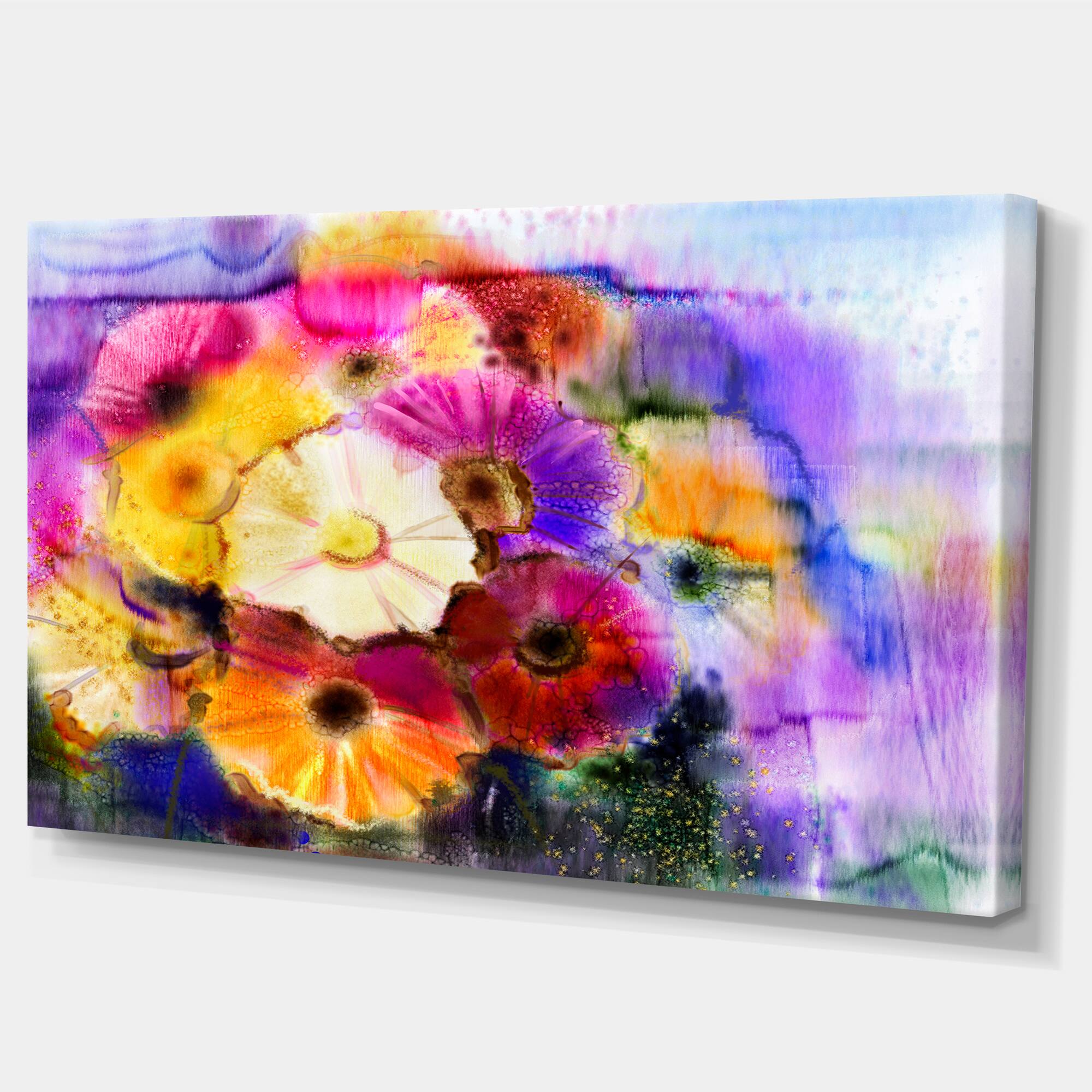 Designart - Bunch of Colored Daisy Flowers - Large Floral Canvas Art Print