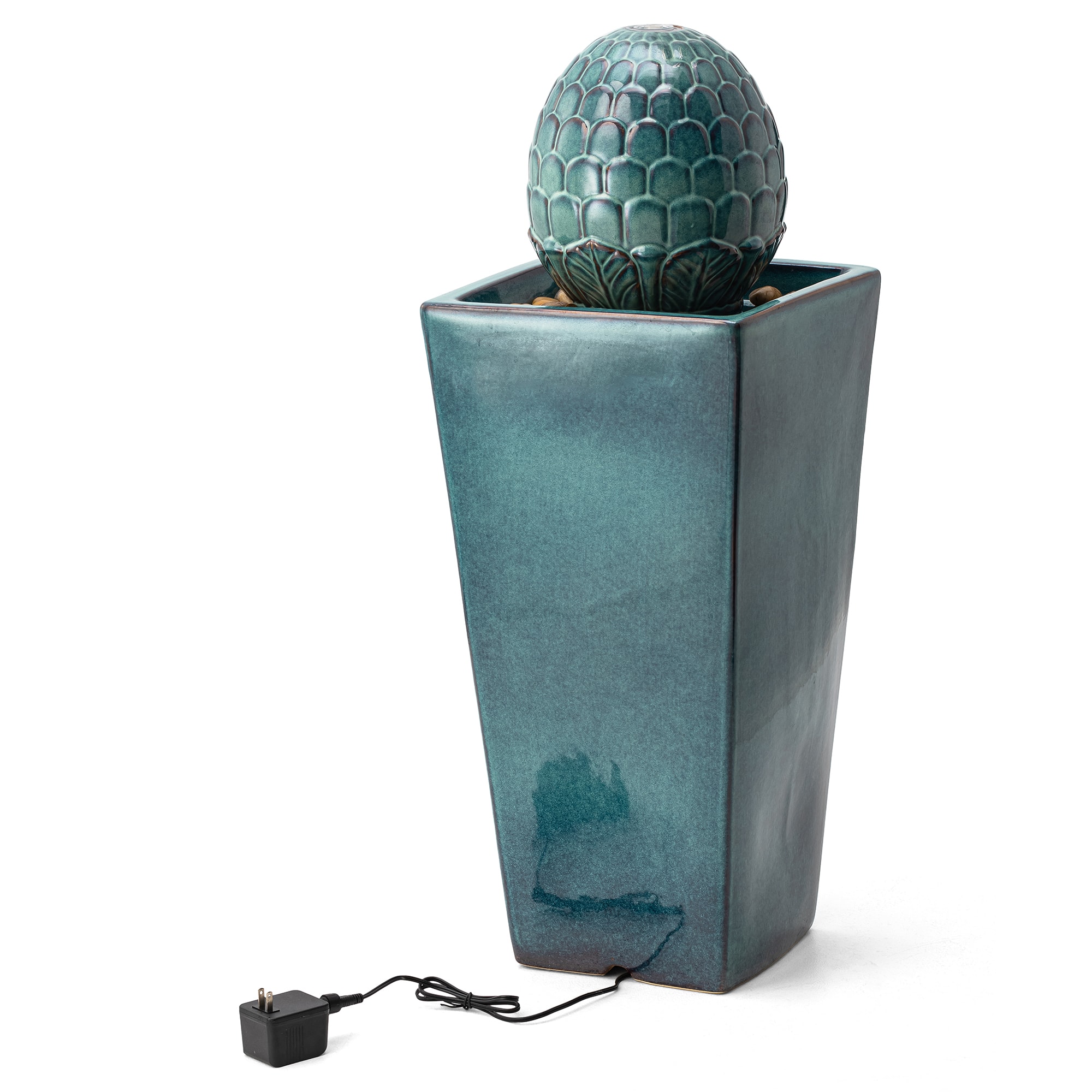 Glitzhome&#xAE; 36&#x22; LED Artichoke Pedestal Ceramic Fountain