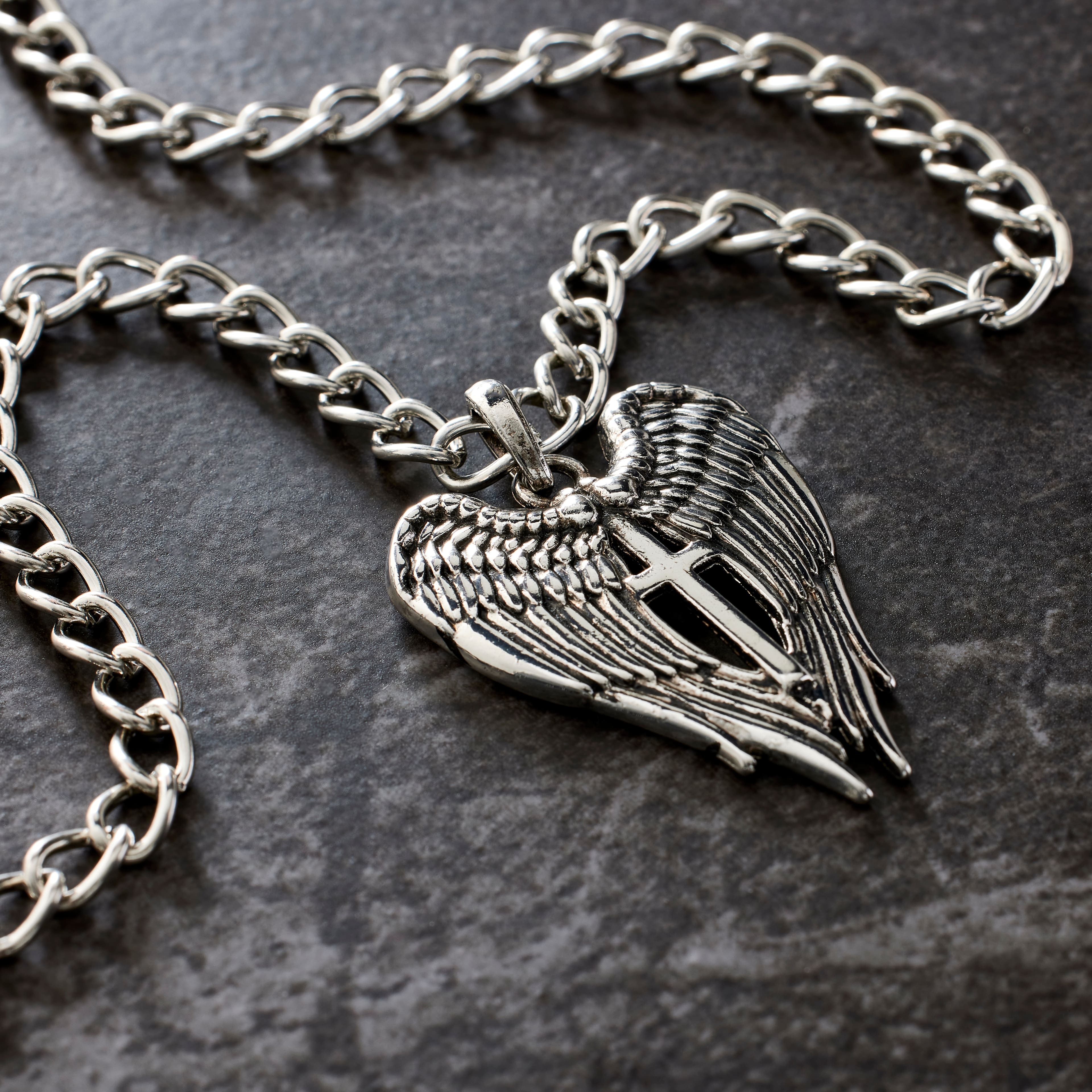 Silver Metal Wings & Cross Pendant by Bead Landing™
