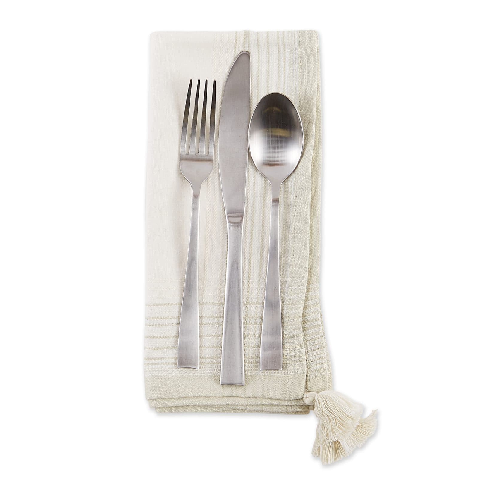 DII® Natural Variegated Stripe with Tassel Cloth Dinner Napkins, 6ct.