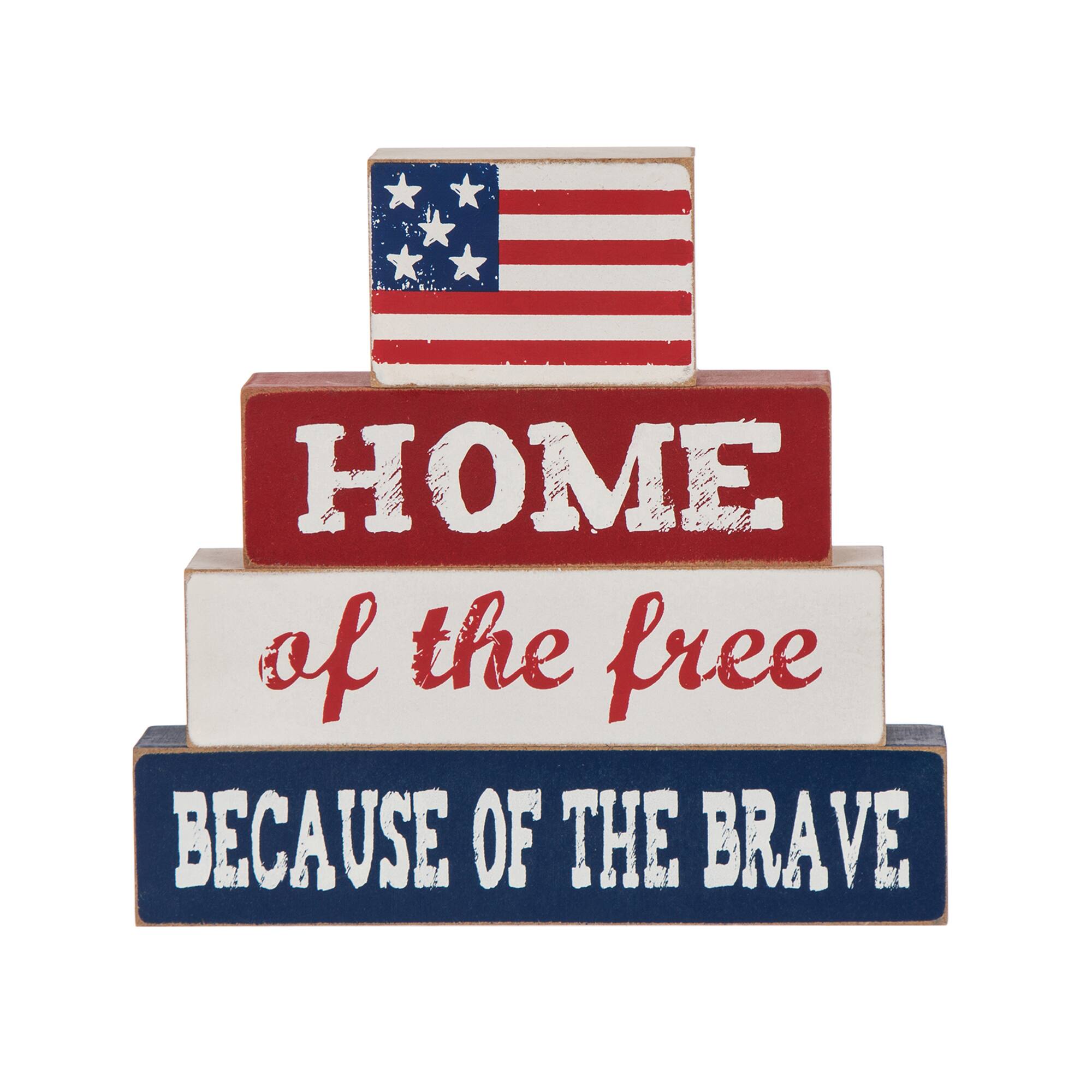 Glitzhome&#xAE; 8.5&#x22; Wooden Patriotic Sign Table D&#xE9;cor