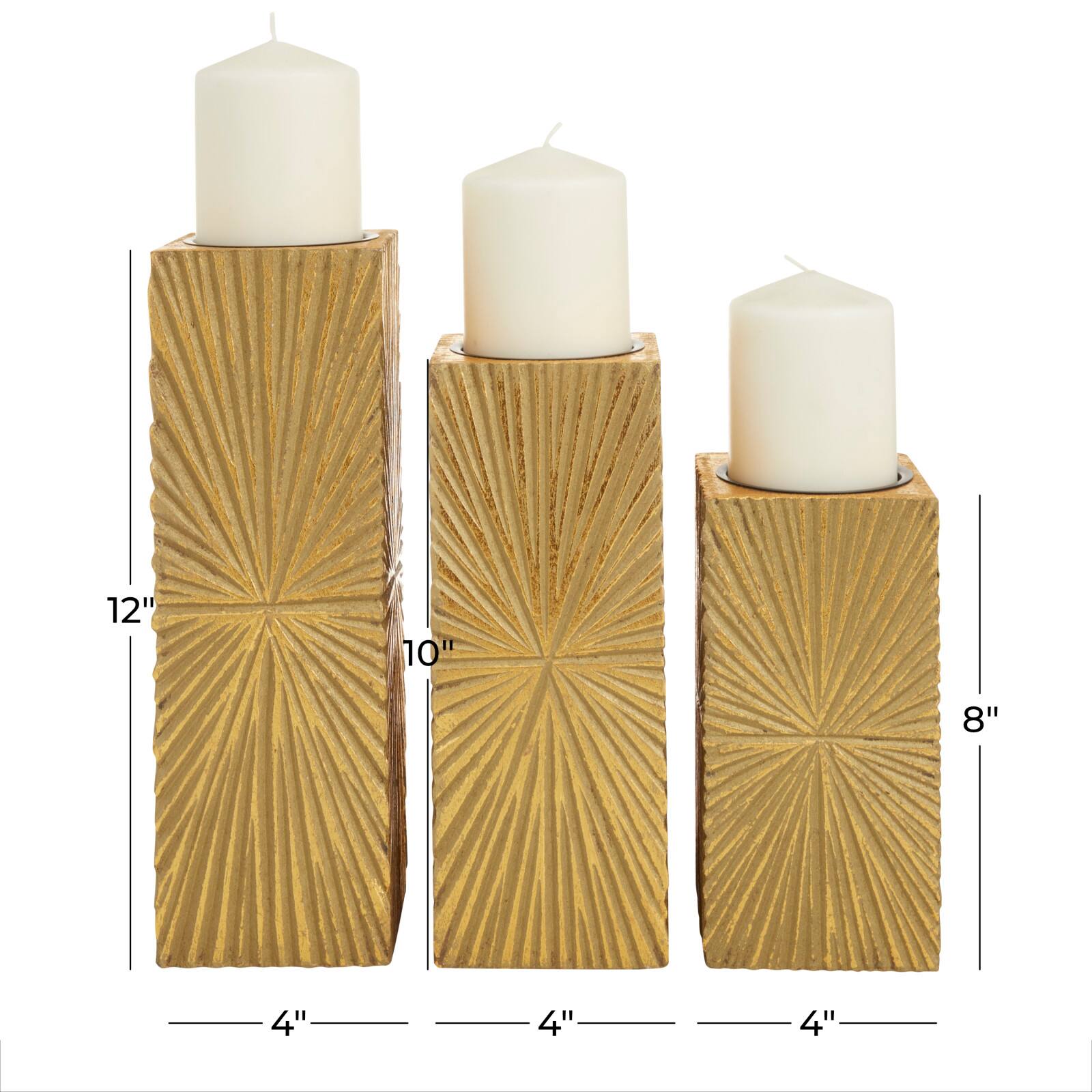 CosmoLiving by Cosmopolitan Gold MDF Contemporary Candle Holder, 12" x 10" x 8"