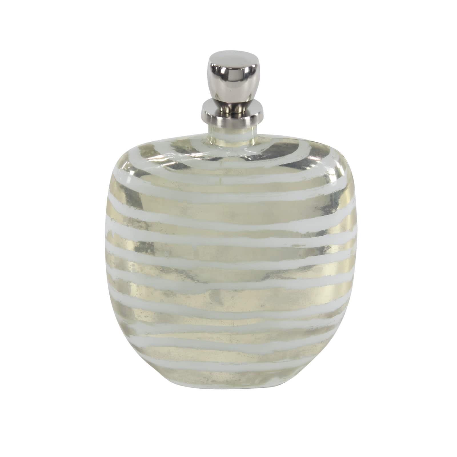 16&#x22; Gold &#x26; Silver Glass Decorative Bottle