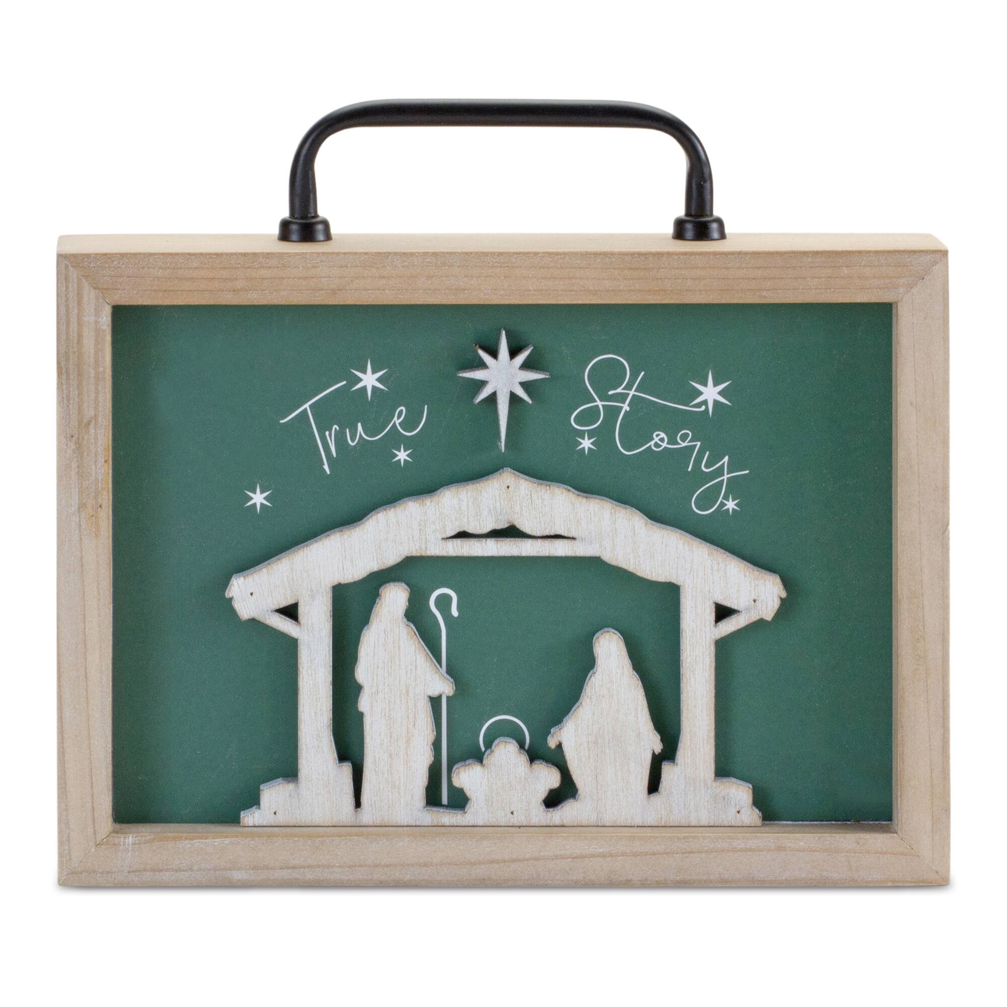 9.5&#x22; True Story Nativity Plaque with Handle
