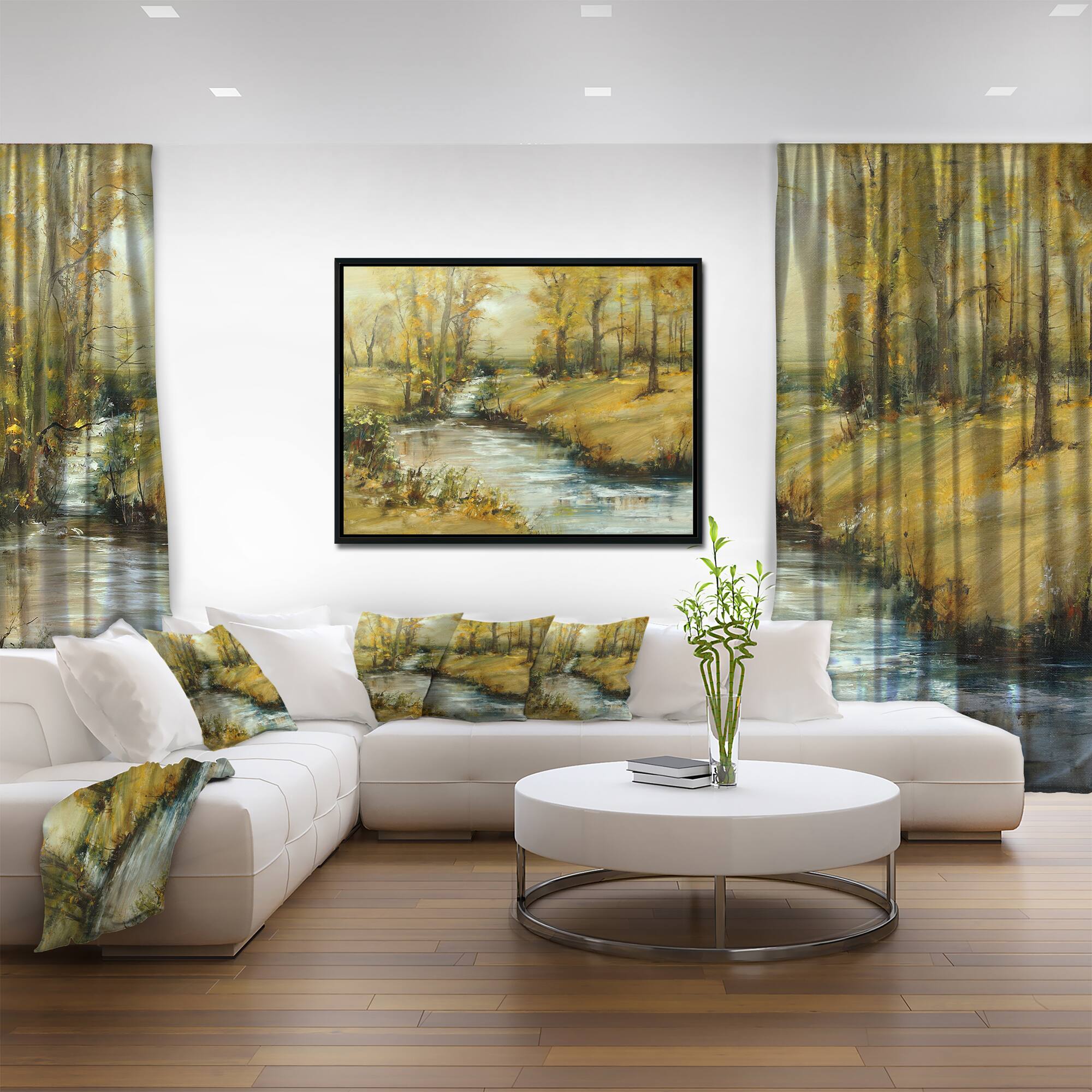 Designart - Brook in Autumn Oil Painting